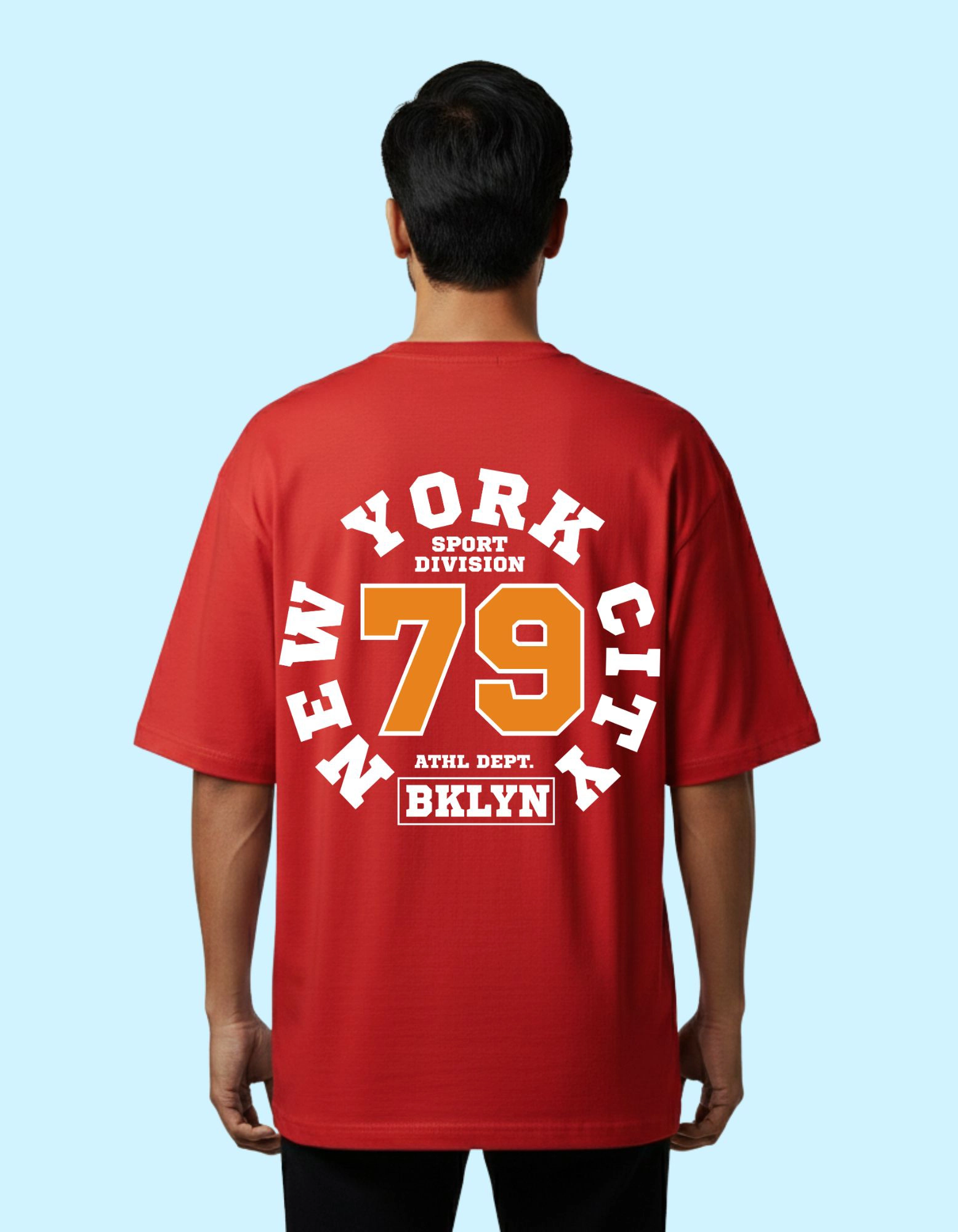 New York City 79 Oversized French Terry Cotton T-Shirt Red
