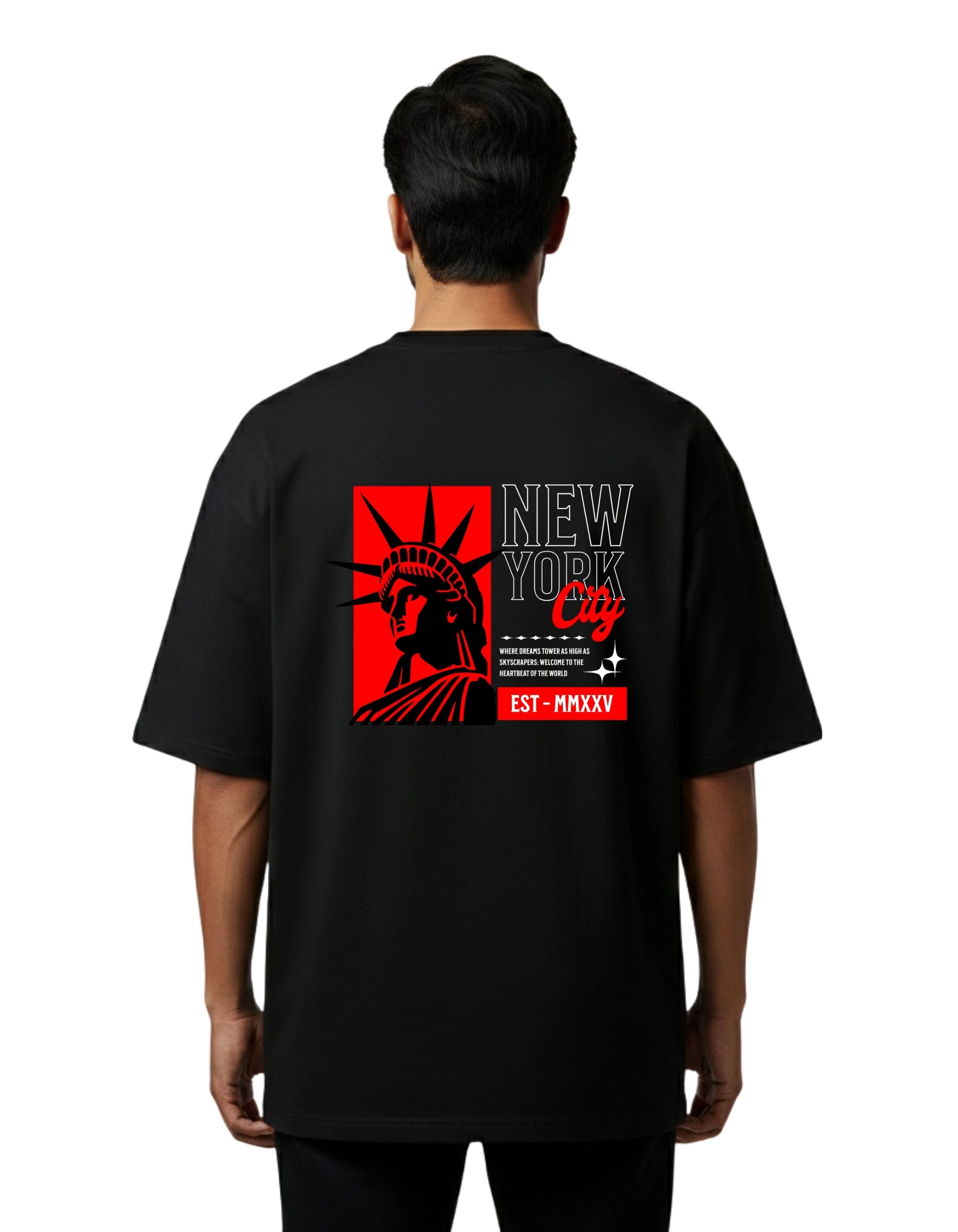 New York City Oversized Cotton French Terry T-Shirt 240 GSM Black