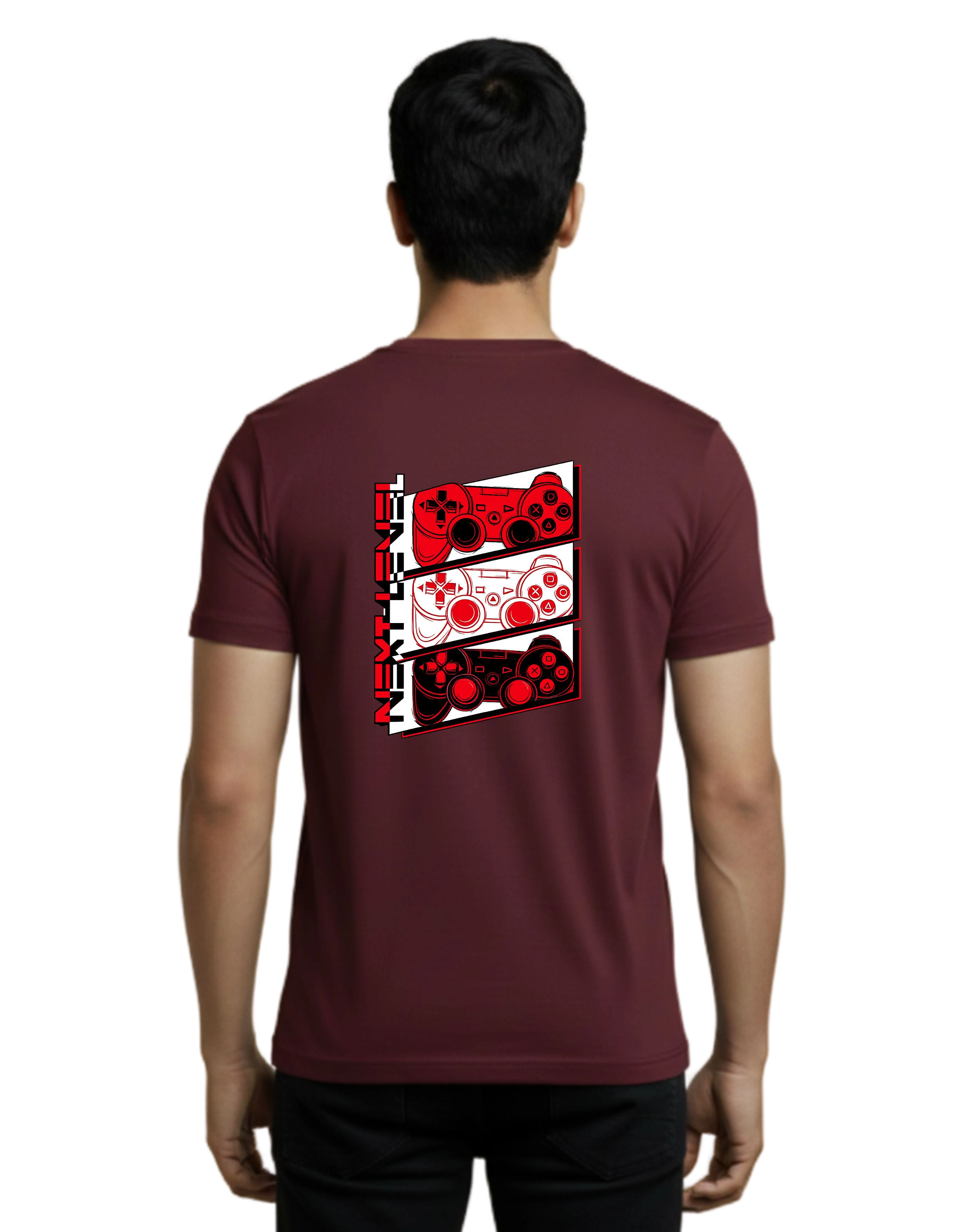 Next Level Gaming Graphic Cotton Round Neck T-Shirt 180 GSM Maroon