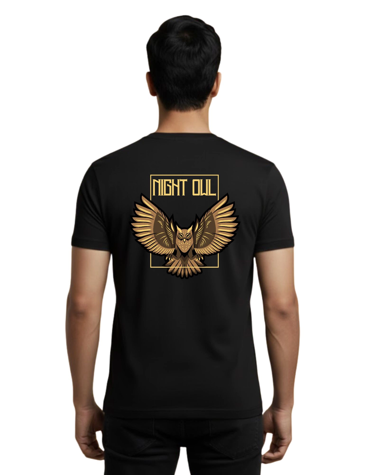 Night Owl Round Neck 180 GSM T-Shirt Black