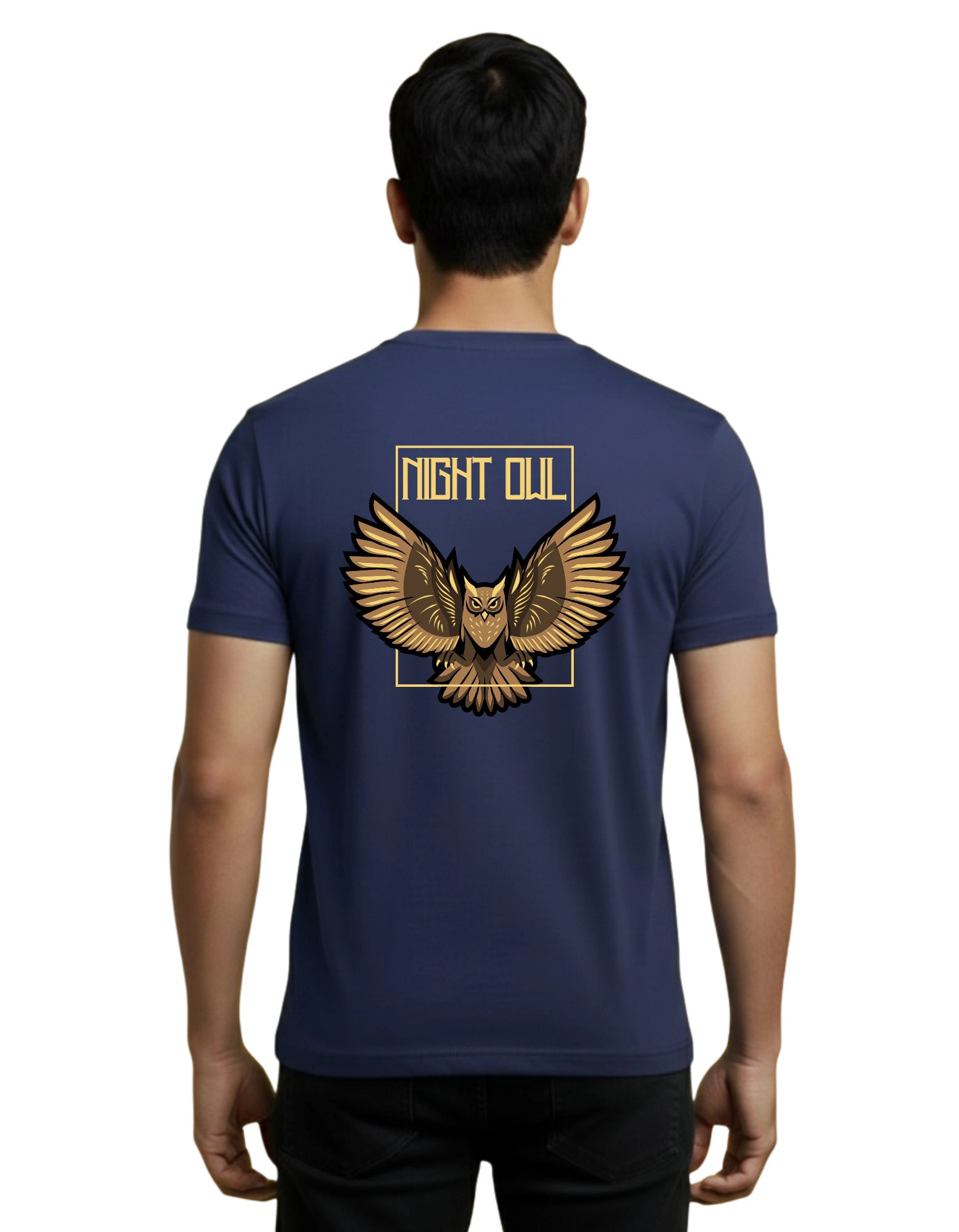 Night Owl Round Neck 180 GSM T-Shirt Navy Blue