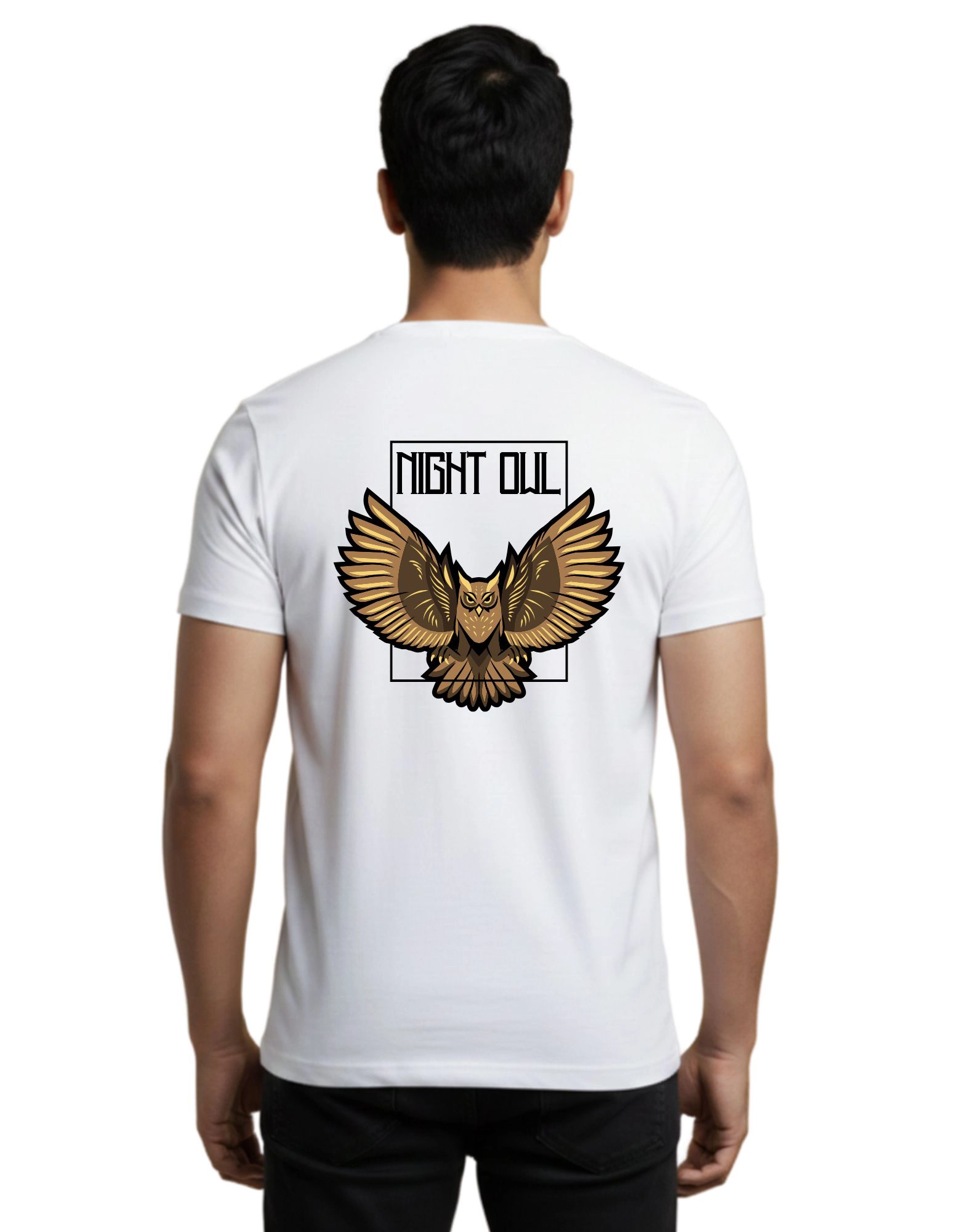 Night Owl Round Neck 180 GSM T-Shirt White