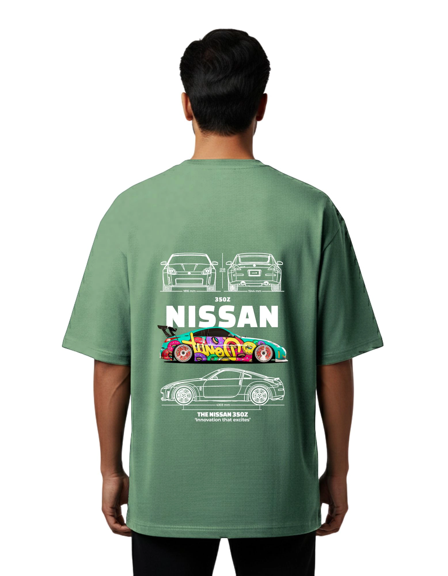 Nissan 350Z Oversized French Terry 240 GSM T-Shirt – D Green