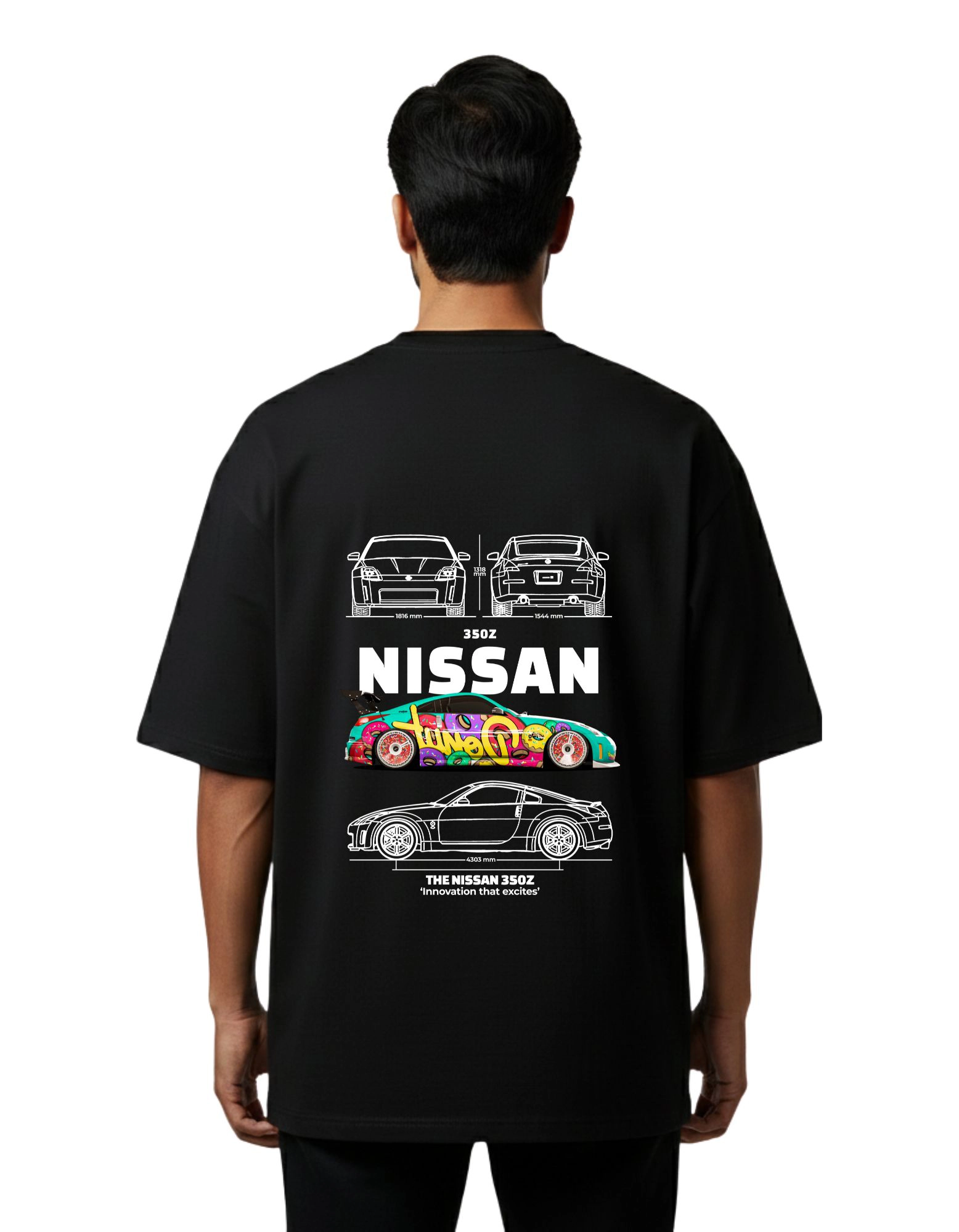 Nissan 350Z Oversized French Terry 240 GSM T-Shirt Black