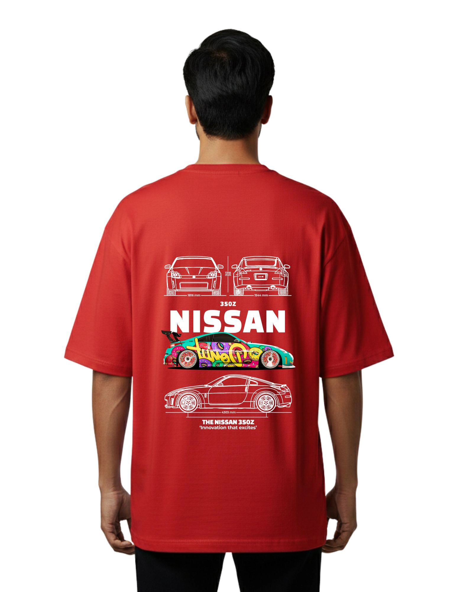 Nissan 350Z Oversized French Terry 240 GSM T-Shirt Red