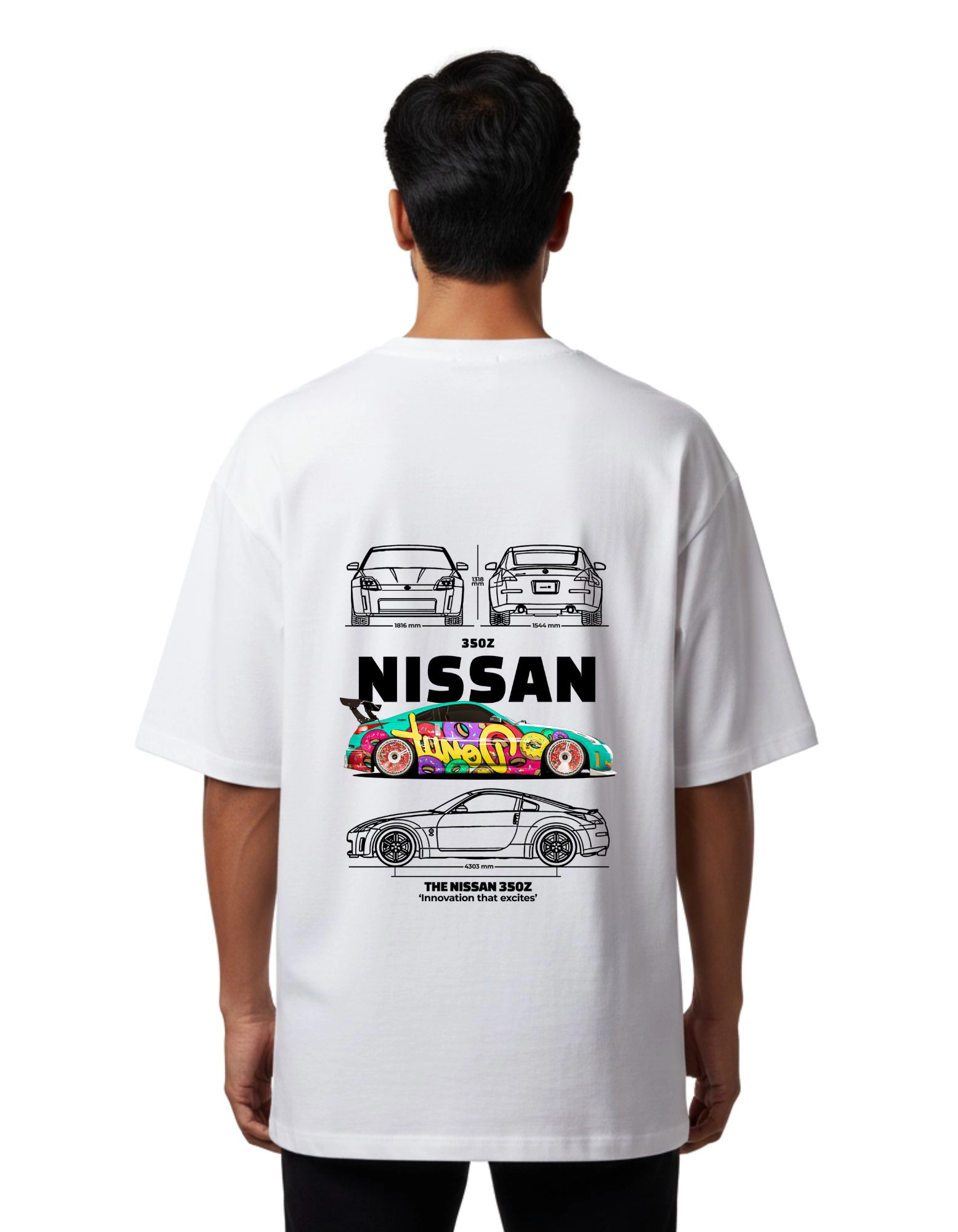 Nissan 350Z Oversized French Terry 240 GSM T-Shirt White
