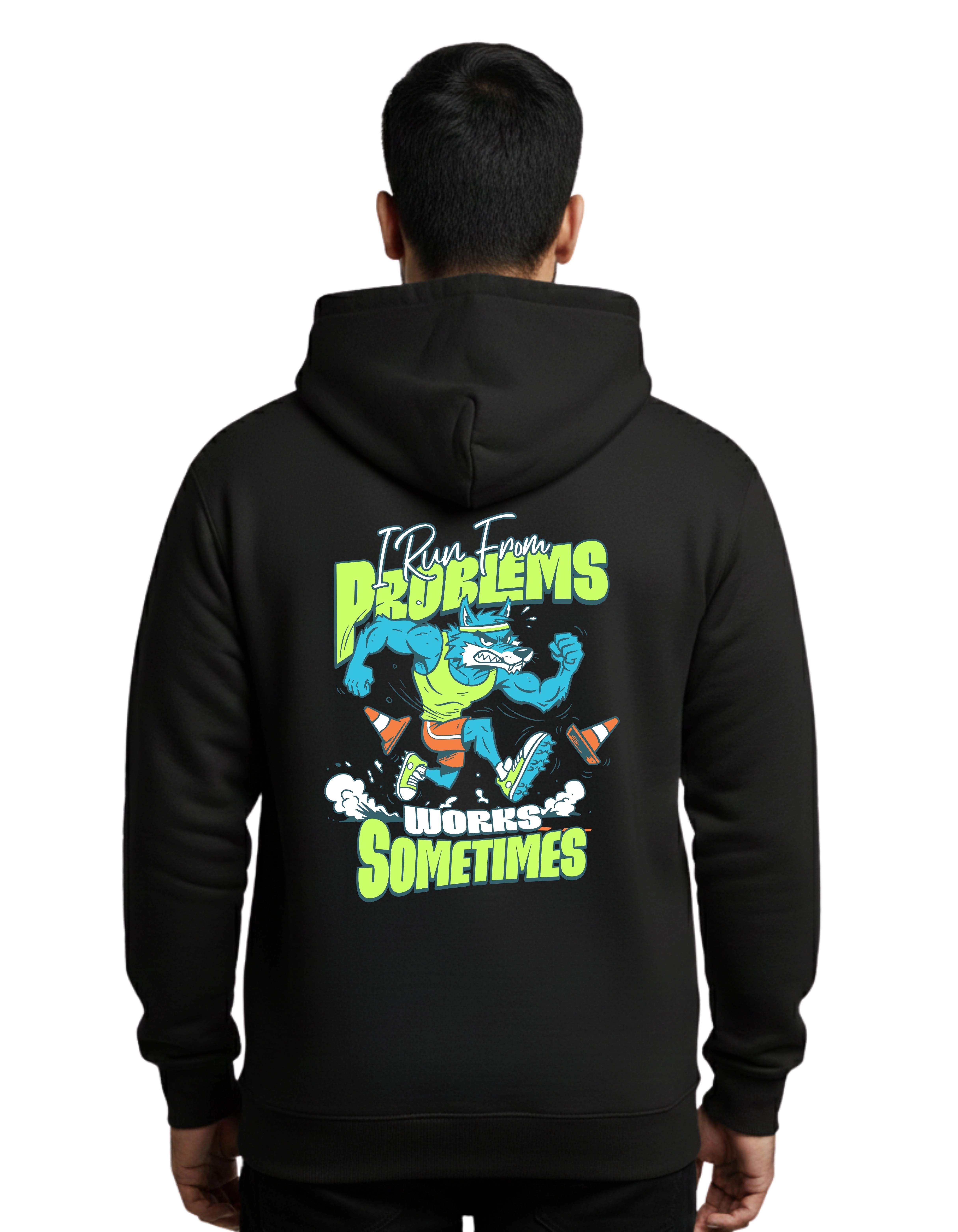 No Excuses Graphic Cotton Hoodie Without Zipper 300 GSM Black