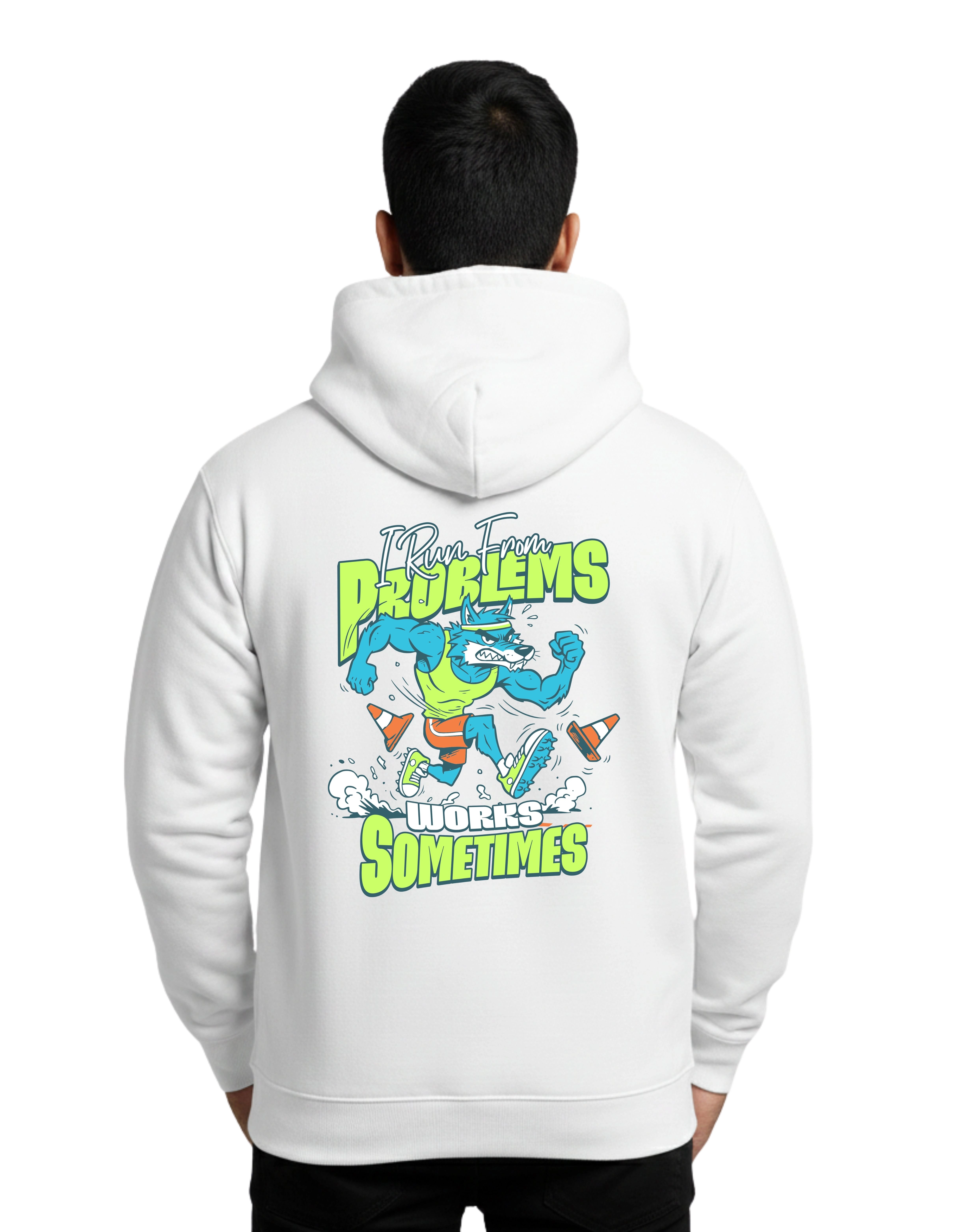 No Excuses Graphic Cotton Hoodie Without Zipper 300 GSM White