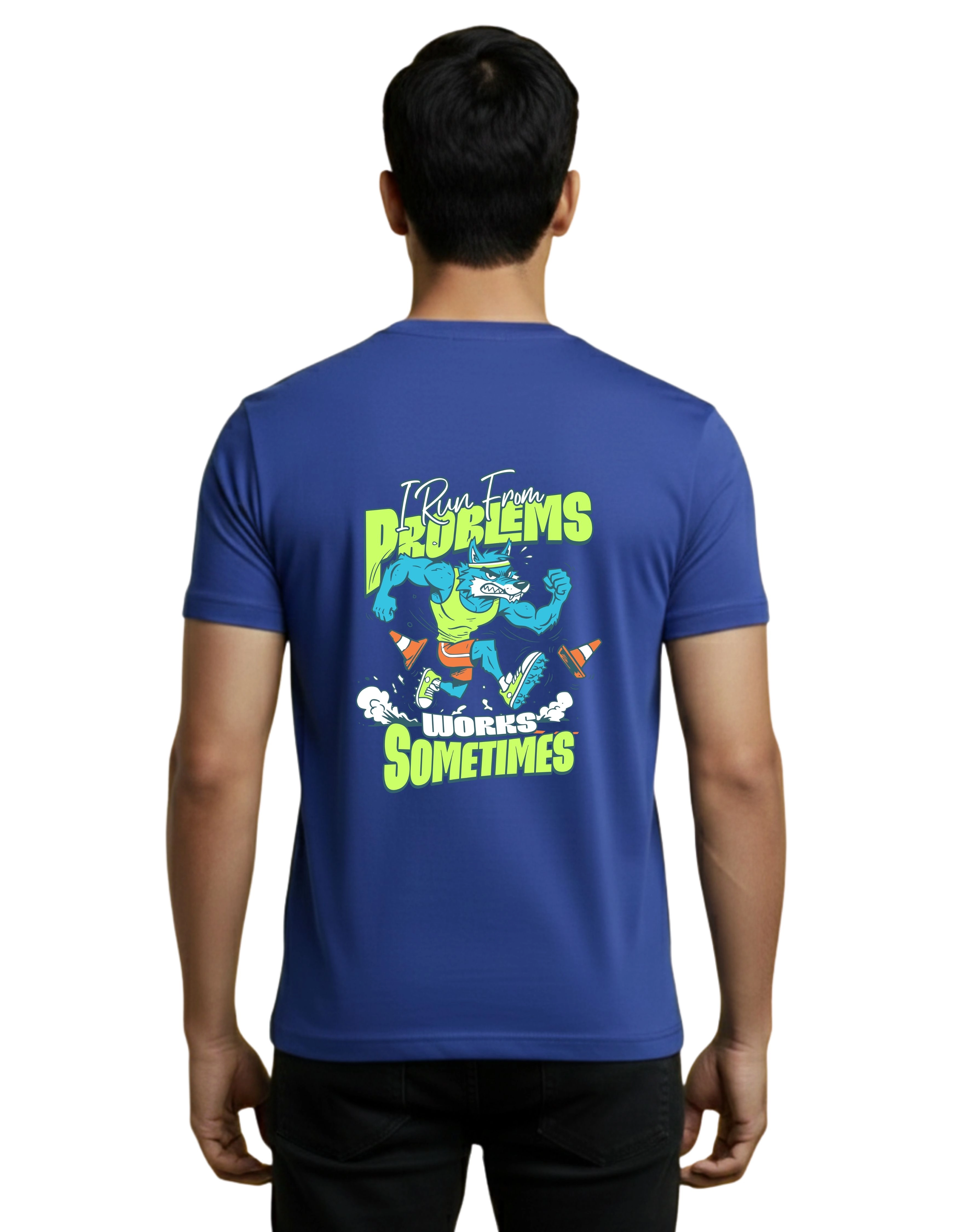No Excuses Graphic Cotton Round Neck T-Shirt 180 GSM Royal Blue