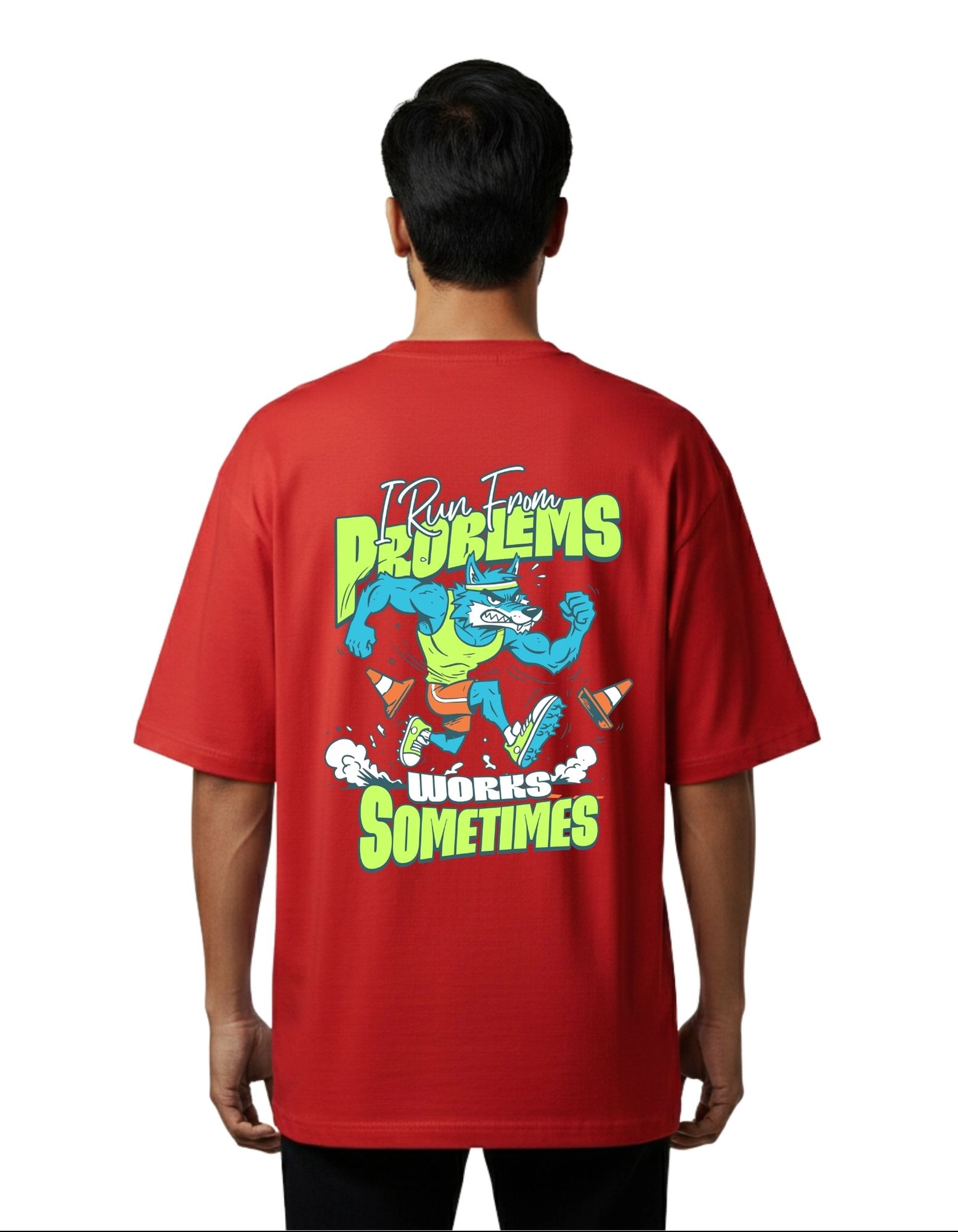 No Excuses Graphic Oversized Cotton French Terry T-Shirt 240 GSM Red
