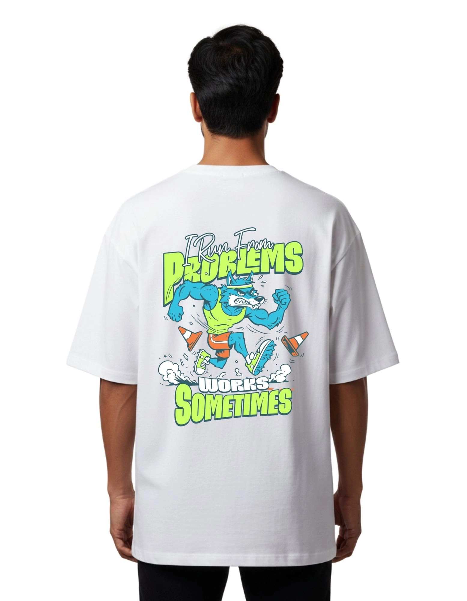 No Excuses Graphic Oversized Cotton French Terry T-Shirt 240 GSM White