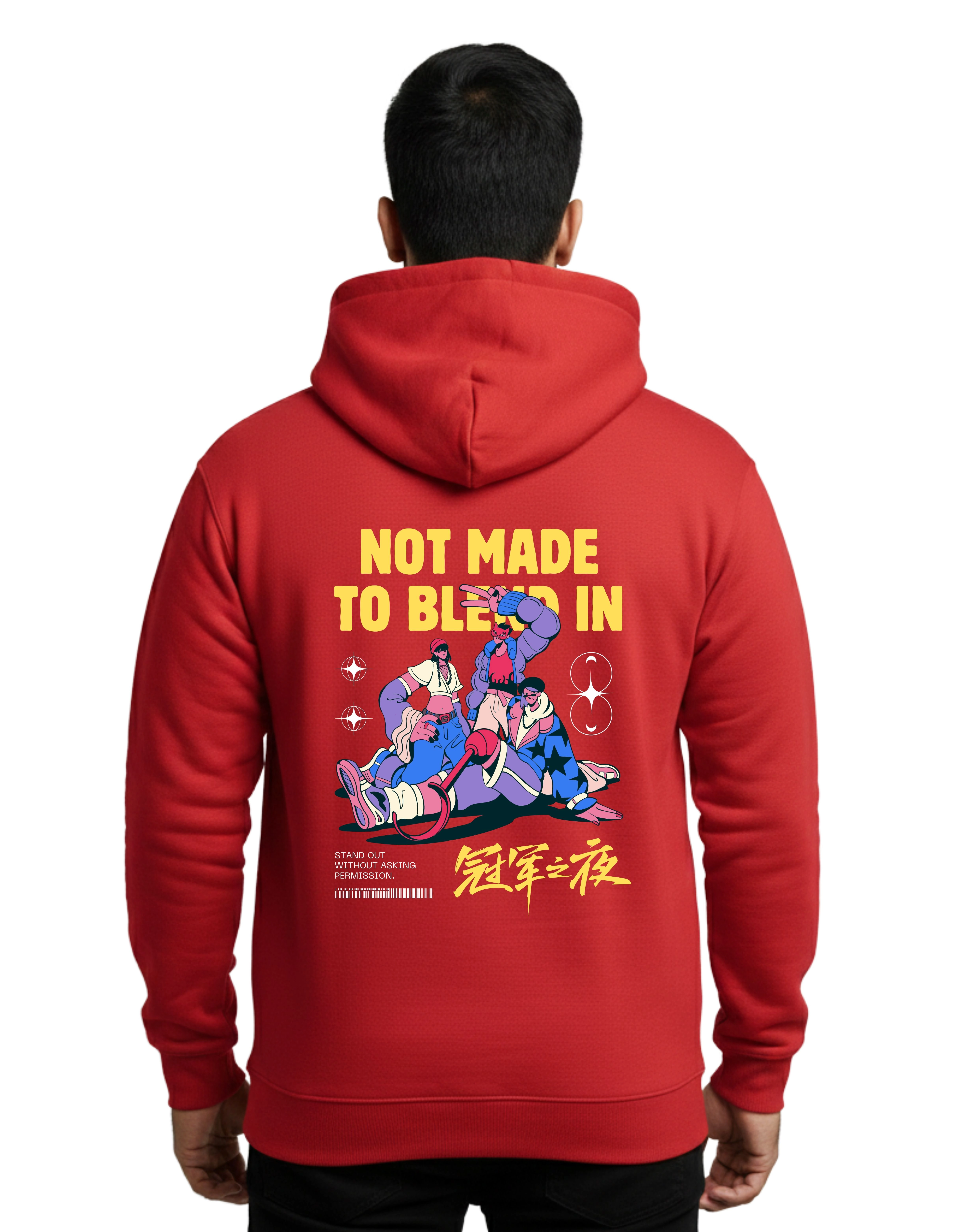 Not Made To Blend Cotton Hoodie Without Zipper 300 GSM Red