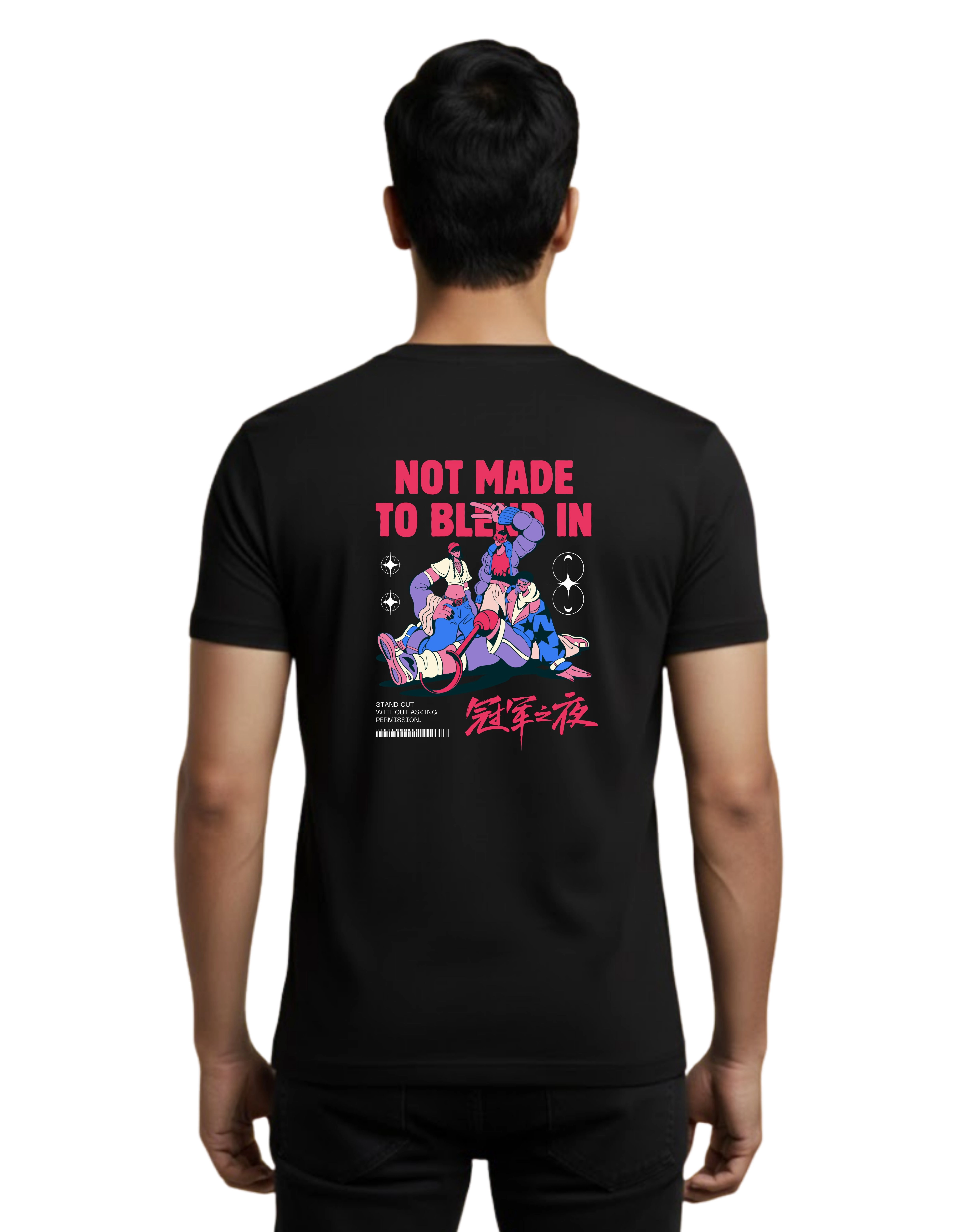 Not Made To Blend Graphic Cotton Round Neck T-Shirt 180 GSM Black