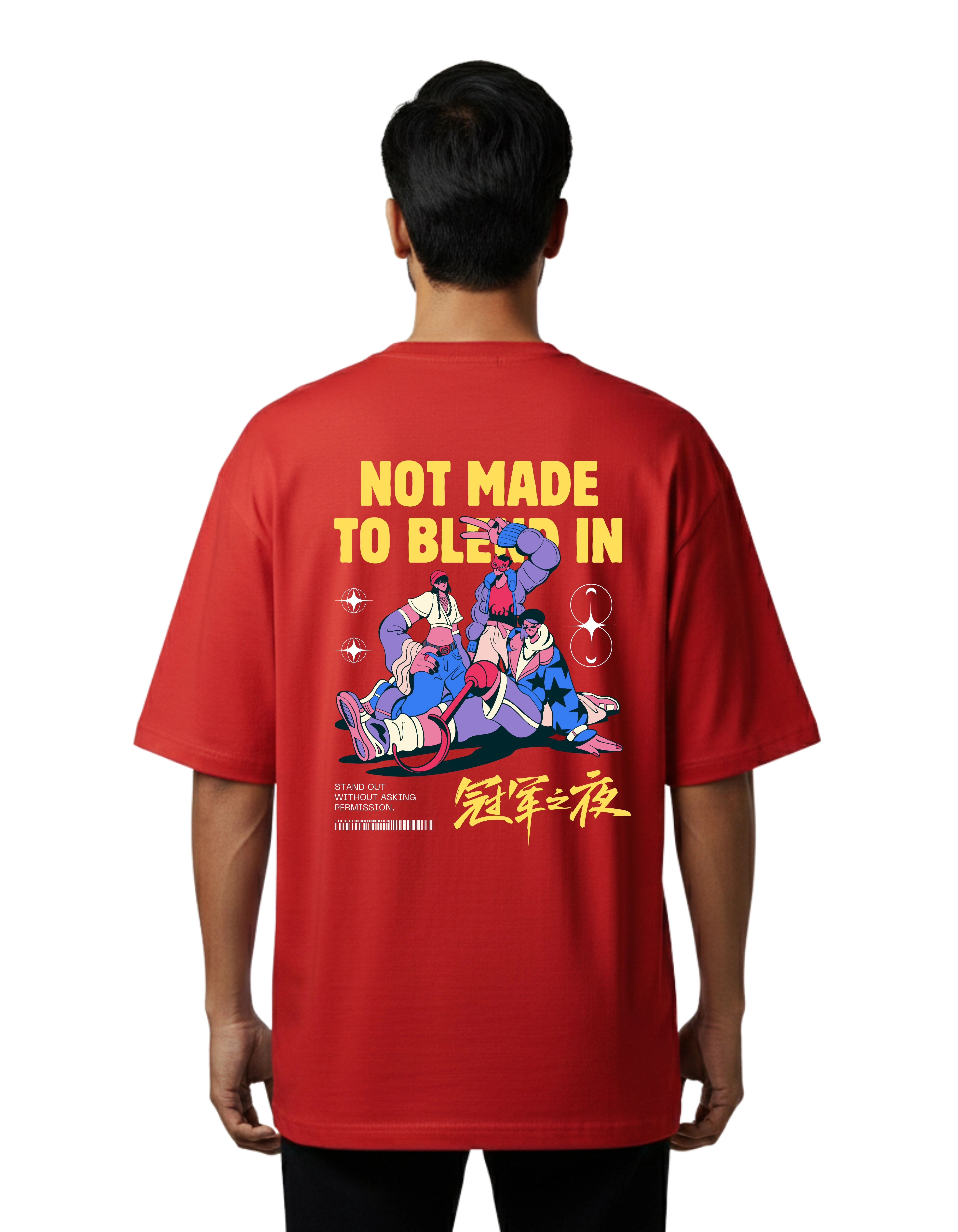 Not Made To Blend Graphic Oversized Cotton French Terry T-Shirt 240 GSM Red