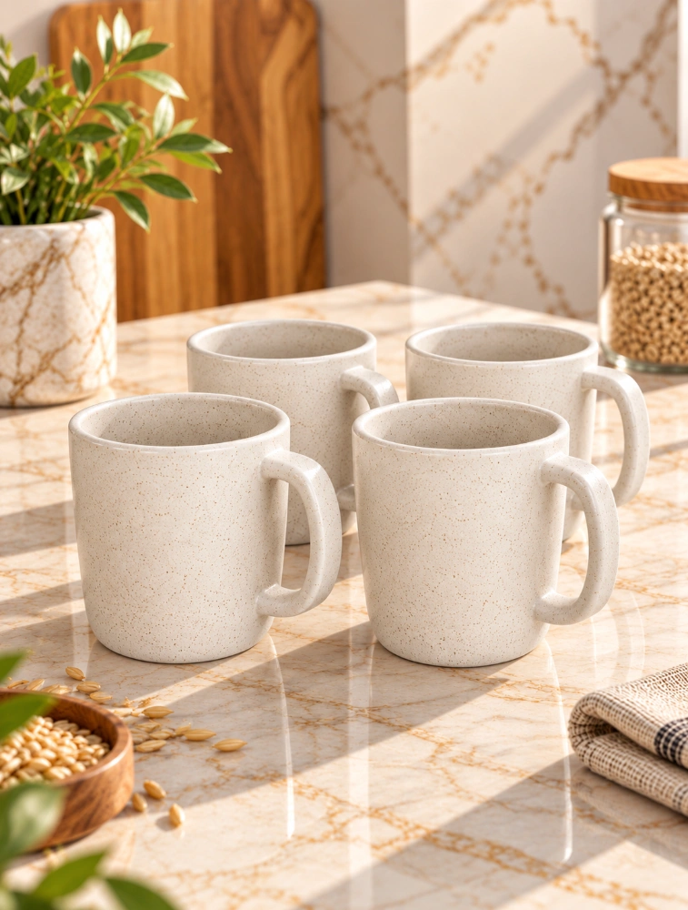 Off White Pebble Brew 4 Piece Of Mugs 150ml