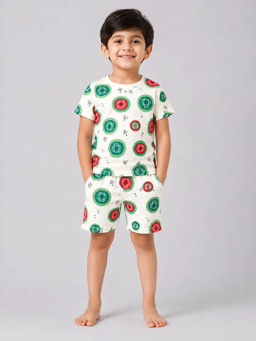 Off White Boys Premium Printed T Shirts And Shorts Set