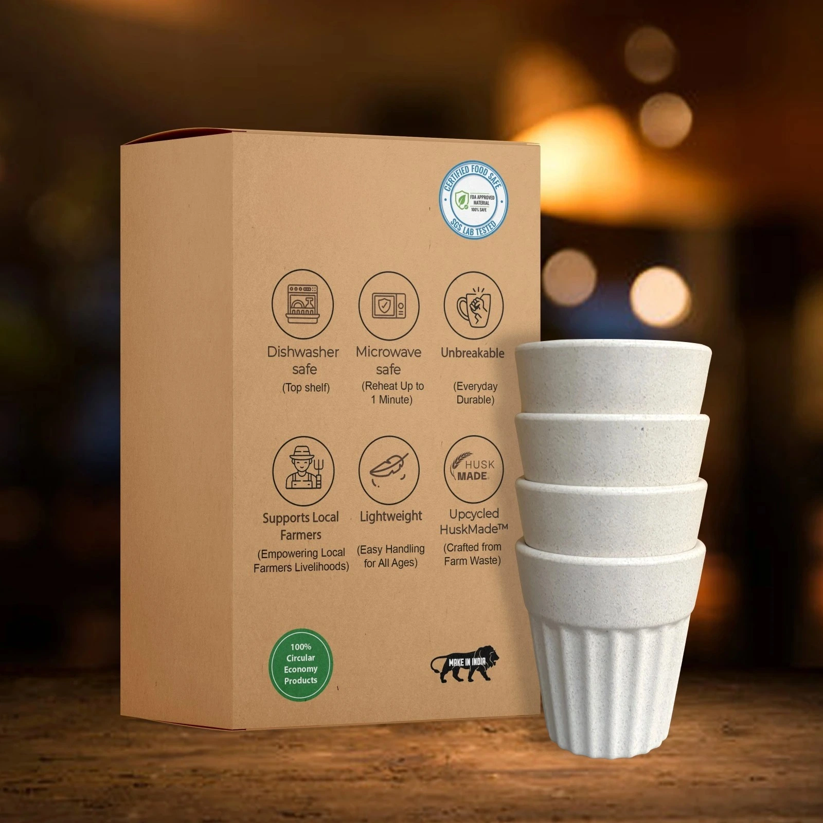 Off White HuskChai Cup(Pack of 4)