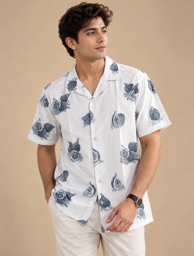 Off White Mens 100 percent cotton half sleeve printed shirt