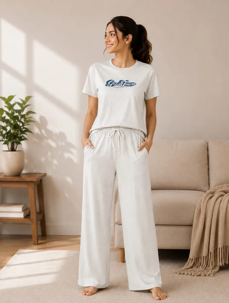 Off White Womens Premium Printed Night Wear