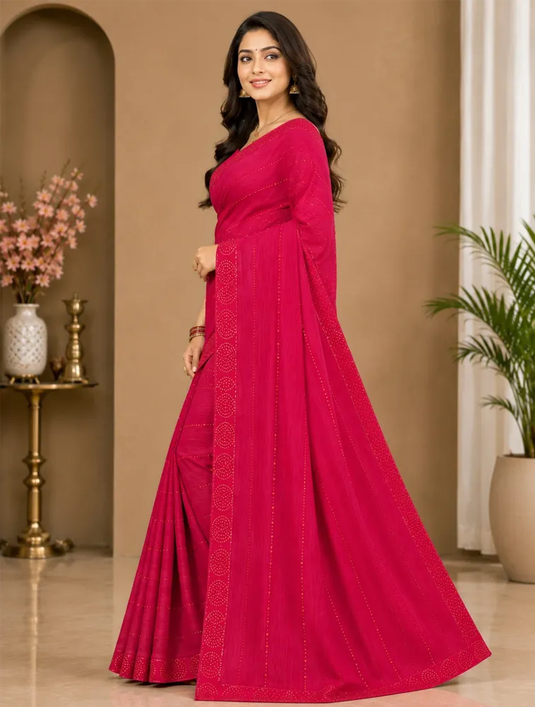 Oil Red Womens Premiun Pure Linen Sarees