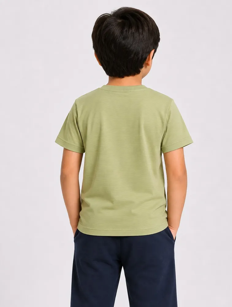Olive Green Kids Dad And Me Round Neck Premium Printed T Shirt