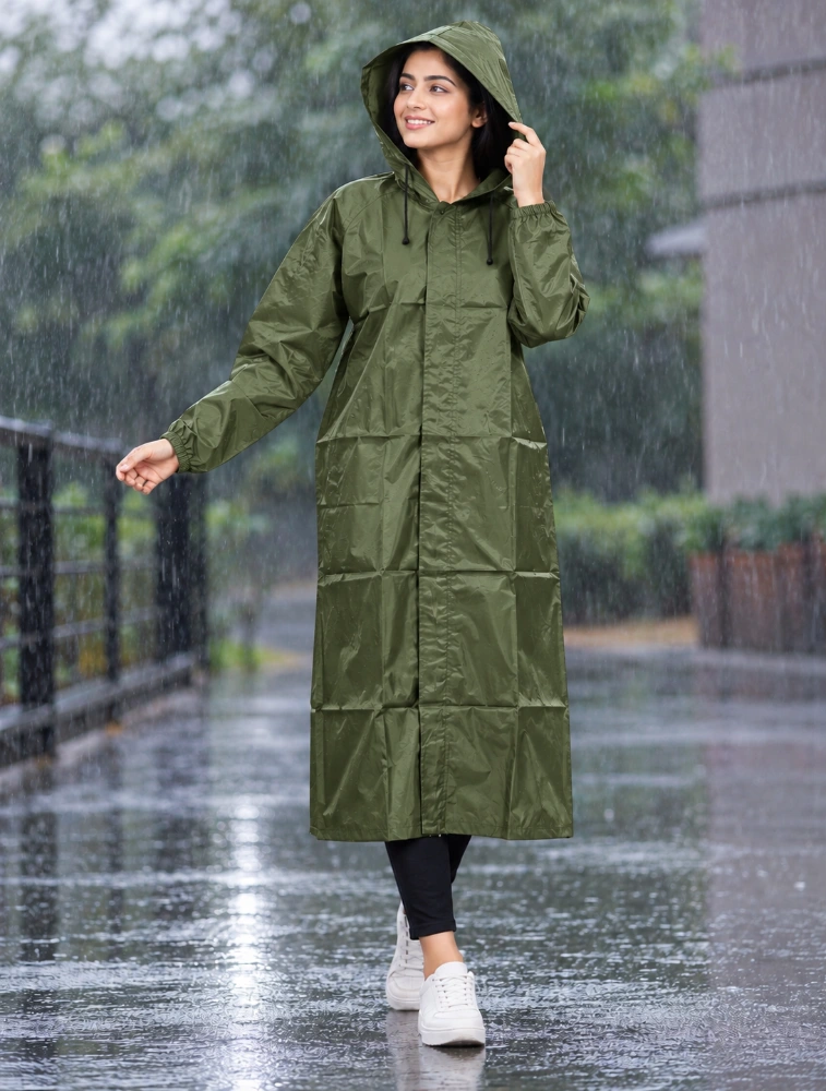 Olive Green UNIFAB INDIA Waterproof Raincoat