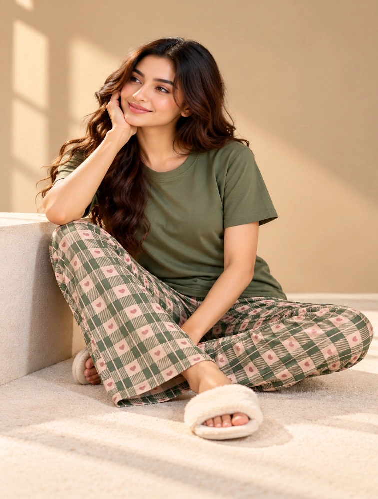 Olive Green Womens Everyday Comfort Casual CoOrd Set