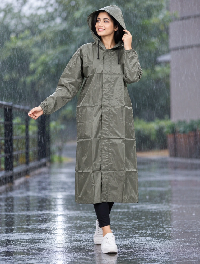 Olive Grey UNIFAB INDIA Waterproof Raincoat