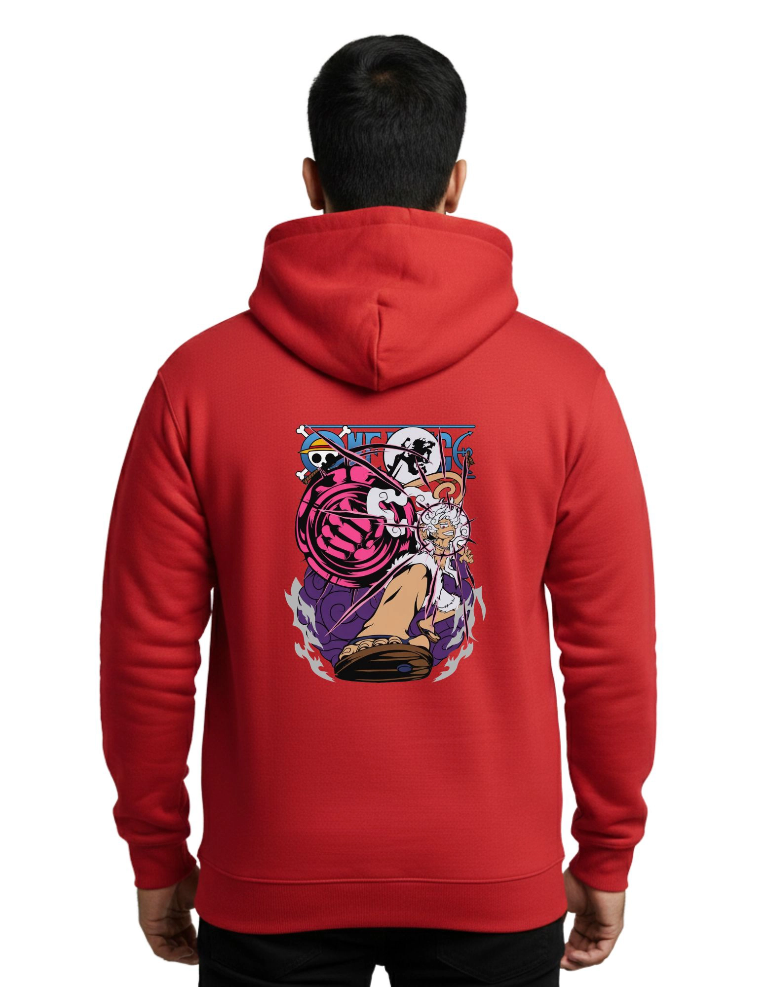 One Piece Awakening Cotton Hoodie Without Zipper 300 GSM Red