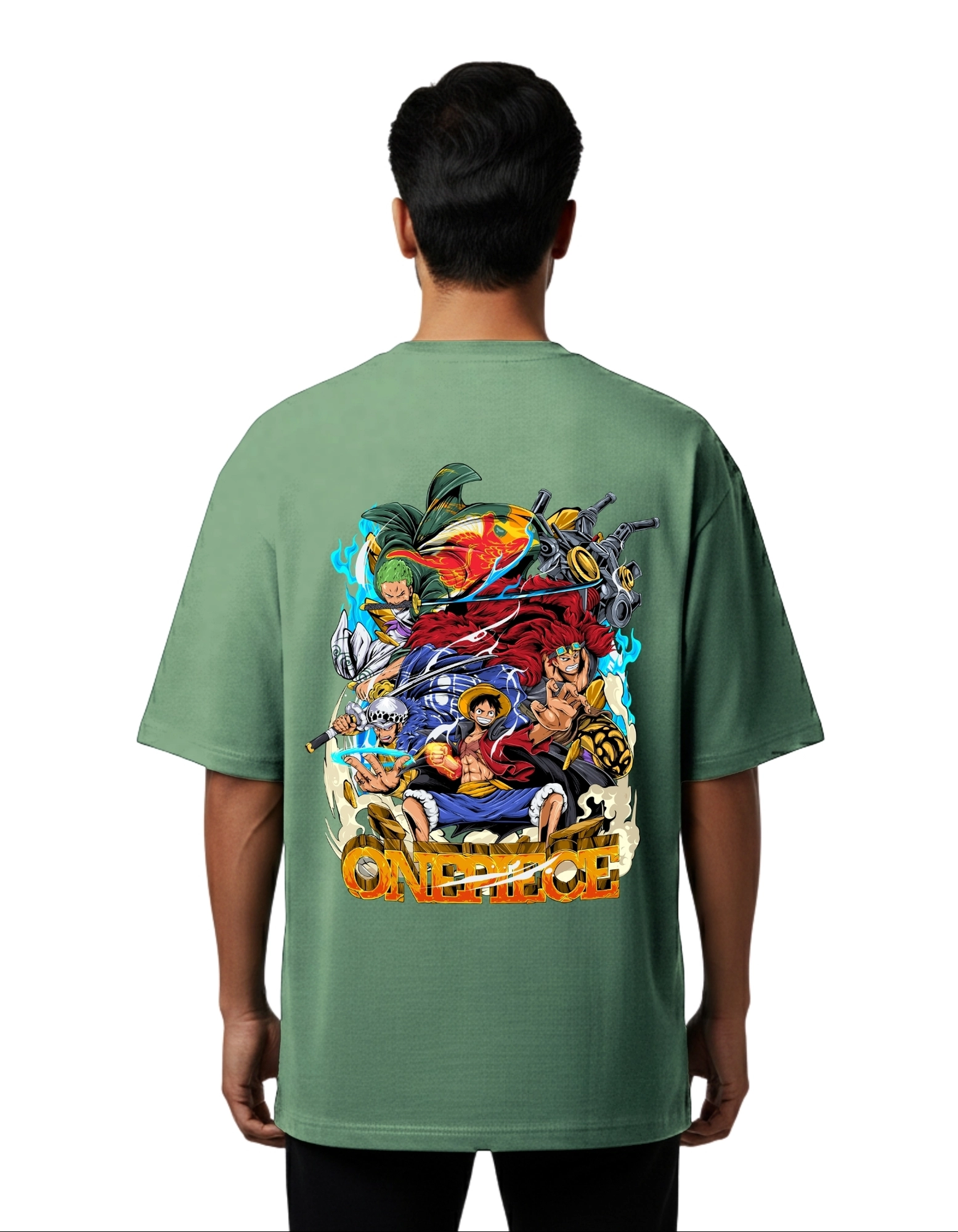 One Piece Crew Oversize Cotton French Terry T-Shirt 240 GSM D Green
