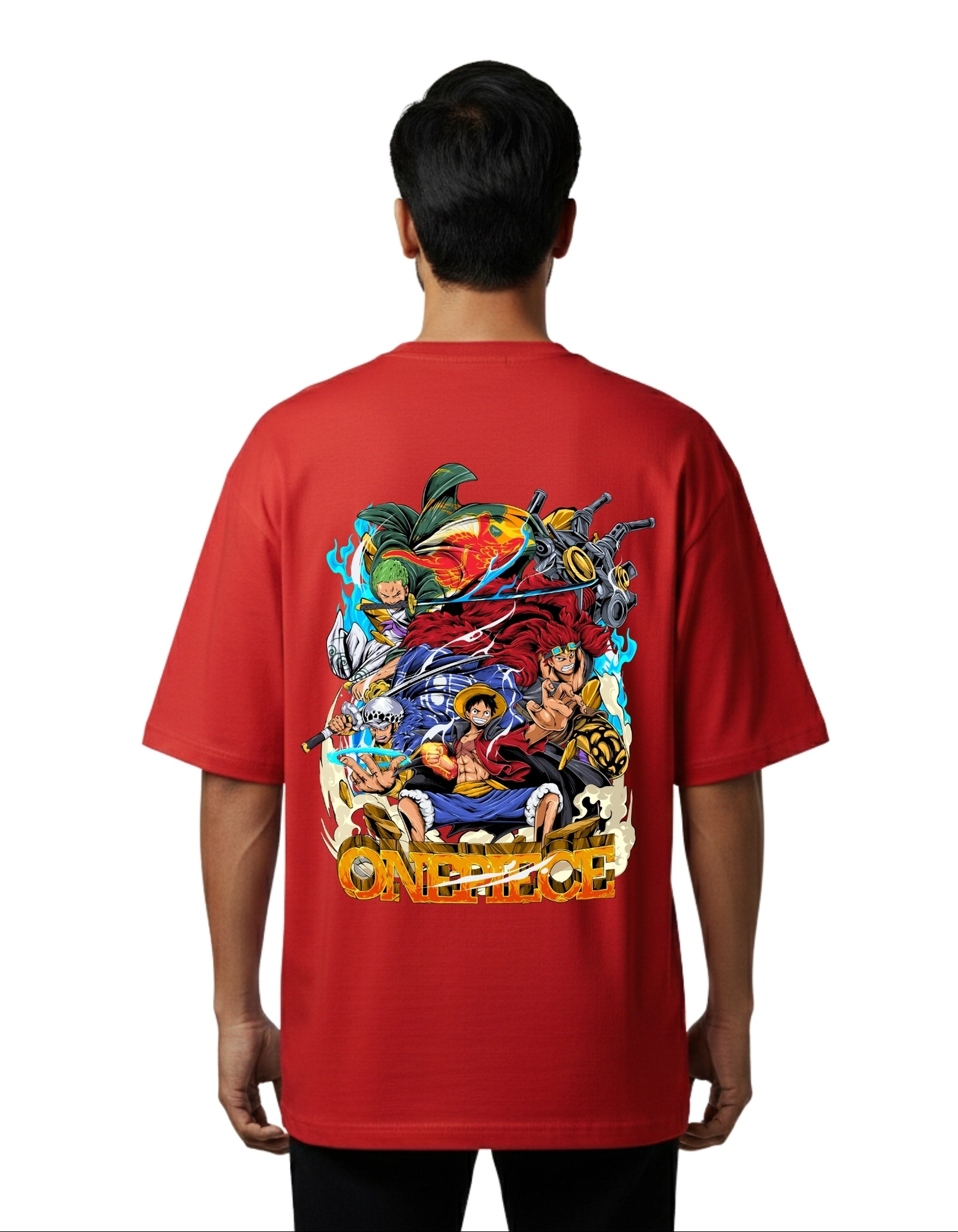 One Piece Crew Oversize Cotton French Terry T-Shirt 240 GSM Red