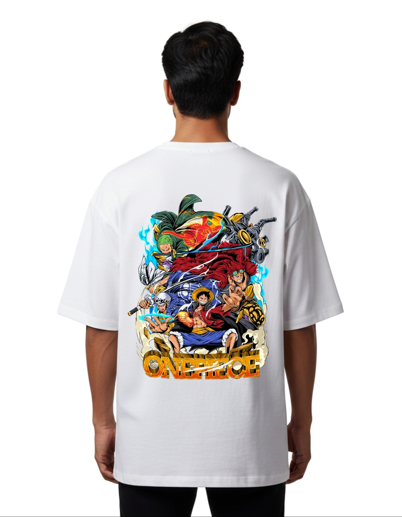 One Piece Crew Oversize Cotton French Terry T-Shirt 240 GSM White