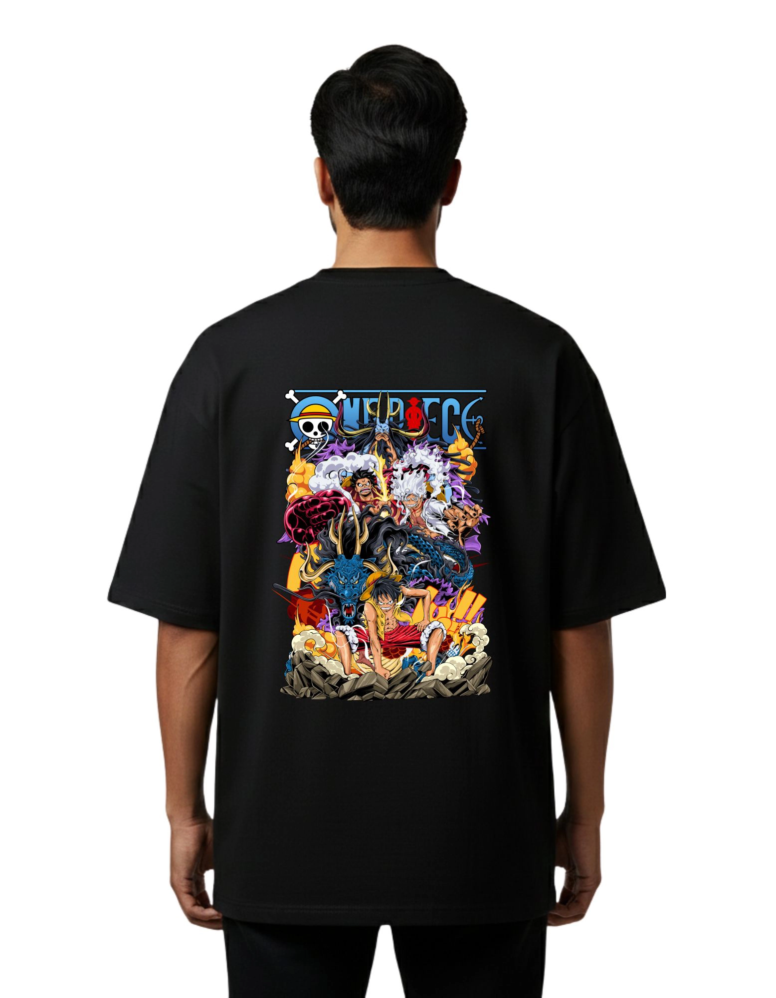 One Piece Luffy Gear Oversize Cotton French Terry T-Shirt 240 GSM Black