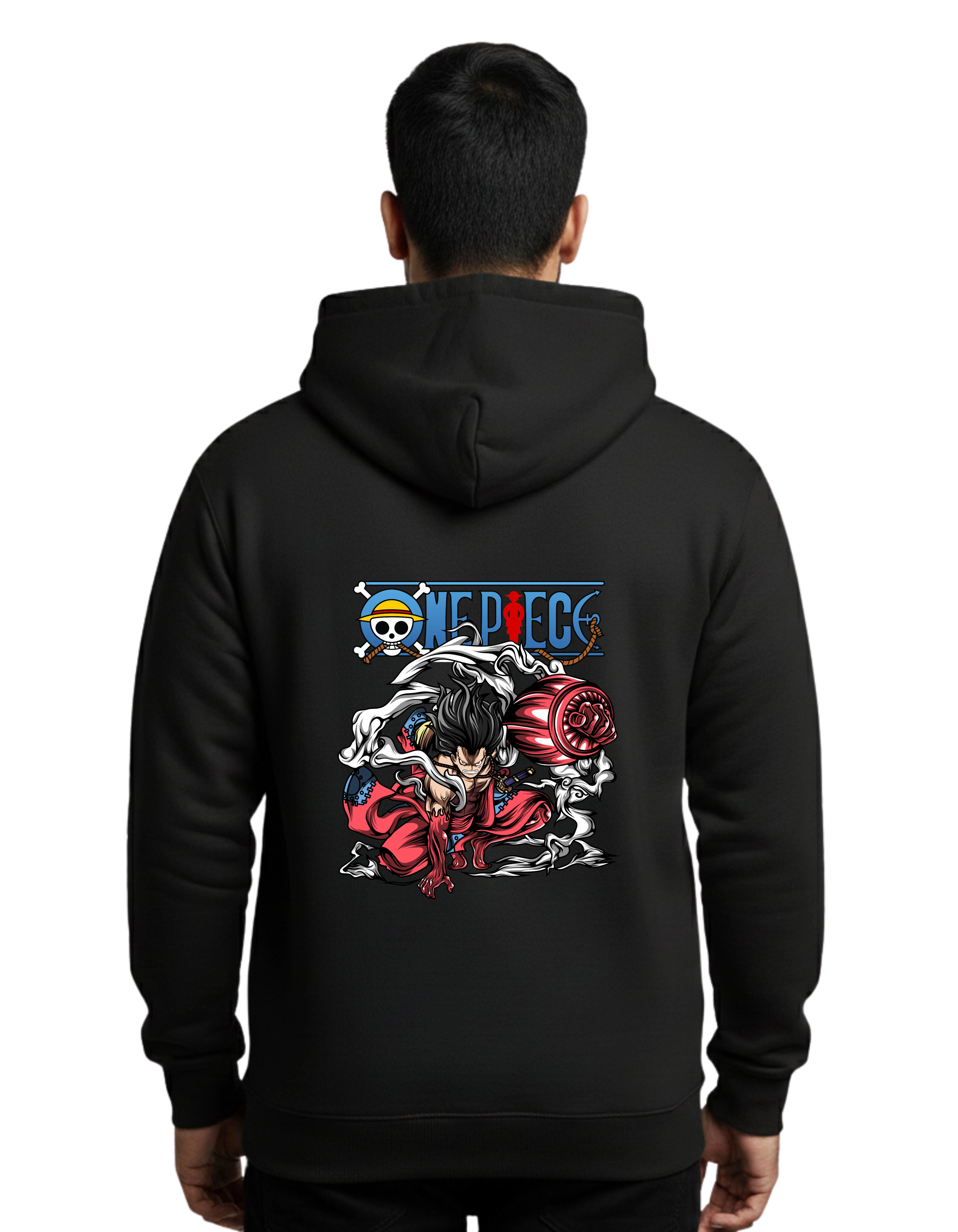 One Piece Luffy Warrior Cotton Hoodie Without Zipper 300 GSM Black