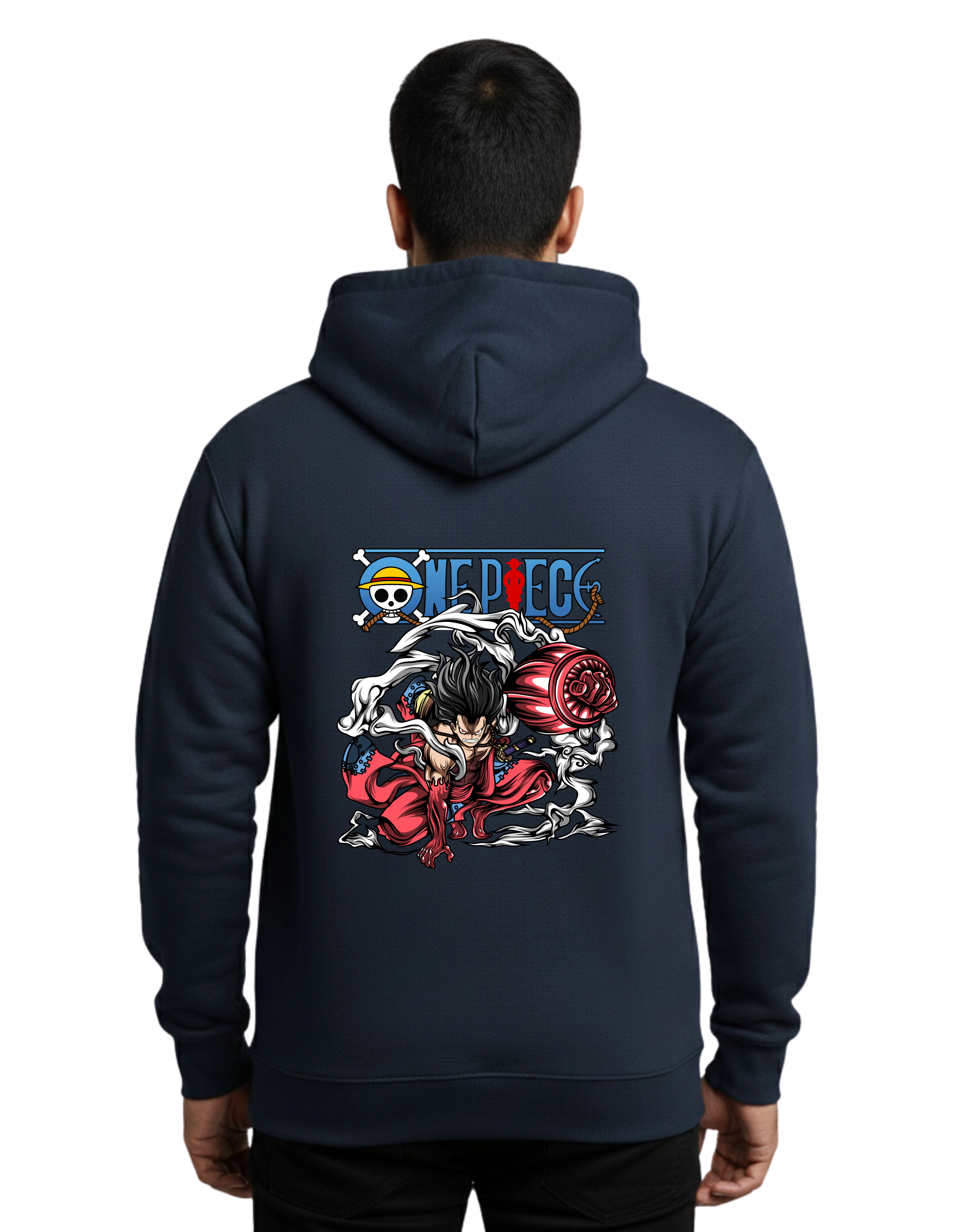 One Piece Luffy Warrior Cotton Hoodie Without Zipper 300 GSM Navy Blue