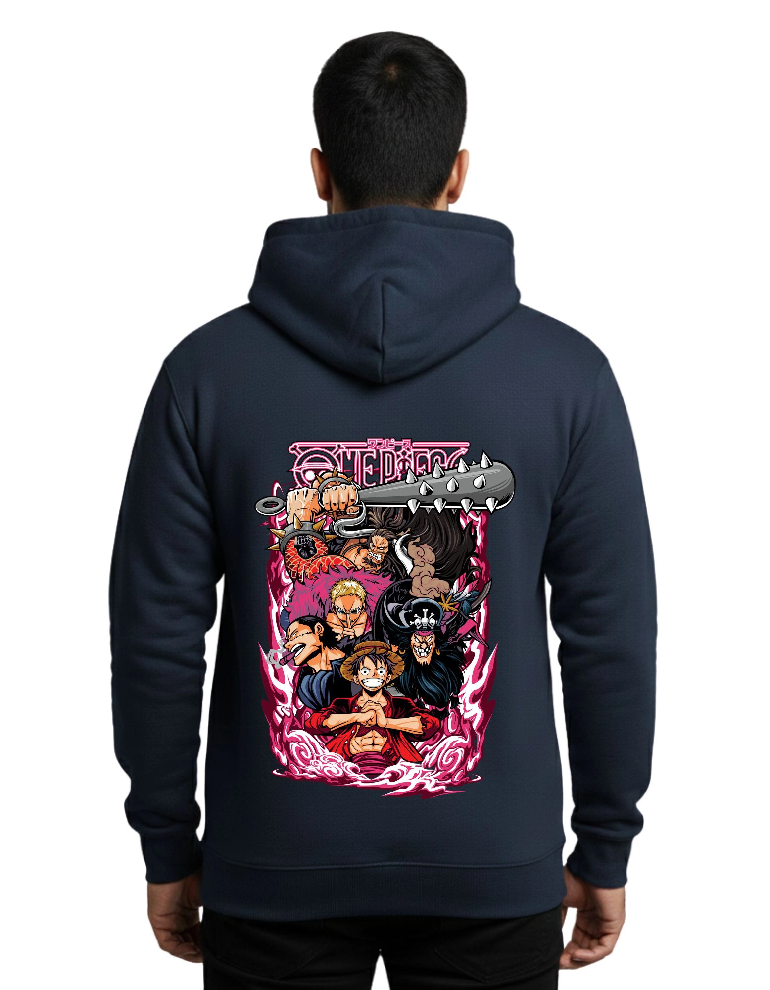 One Piece Pirate Crew 300 GSM Hoodie Without Zipper Navy Blue