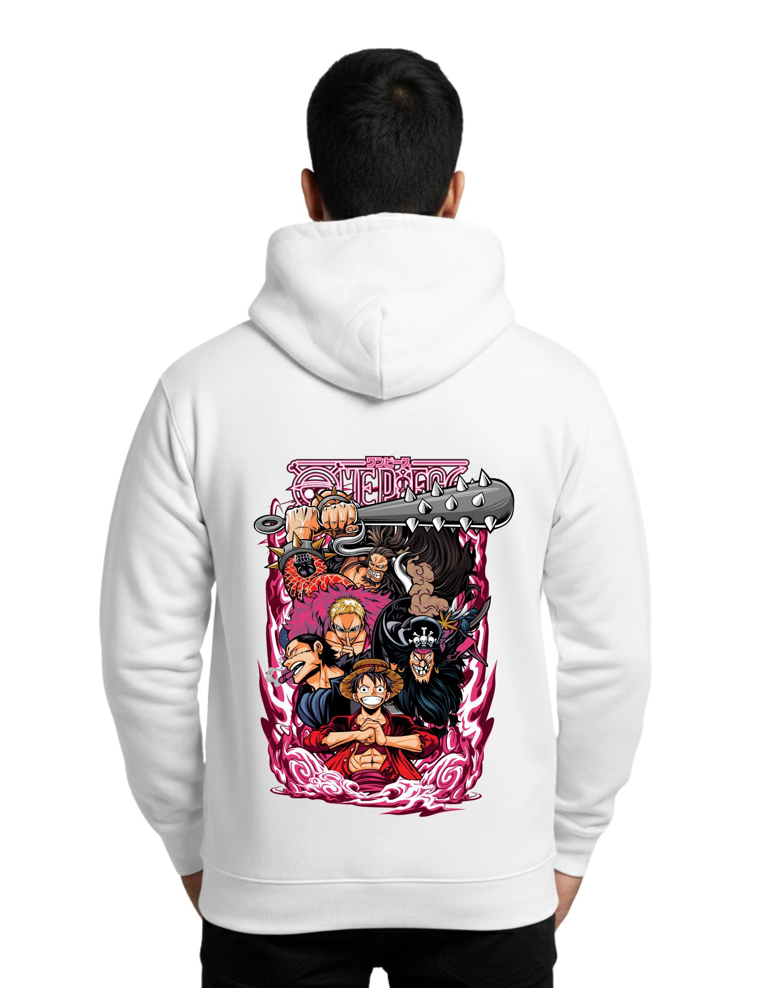 One Piece Pirate Crew 300 GSM Hoodie Without Zipper White