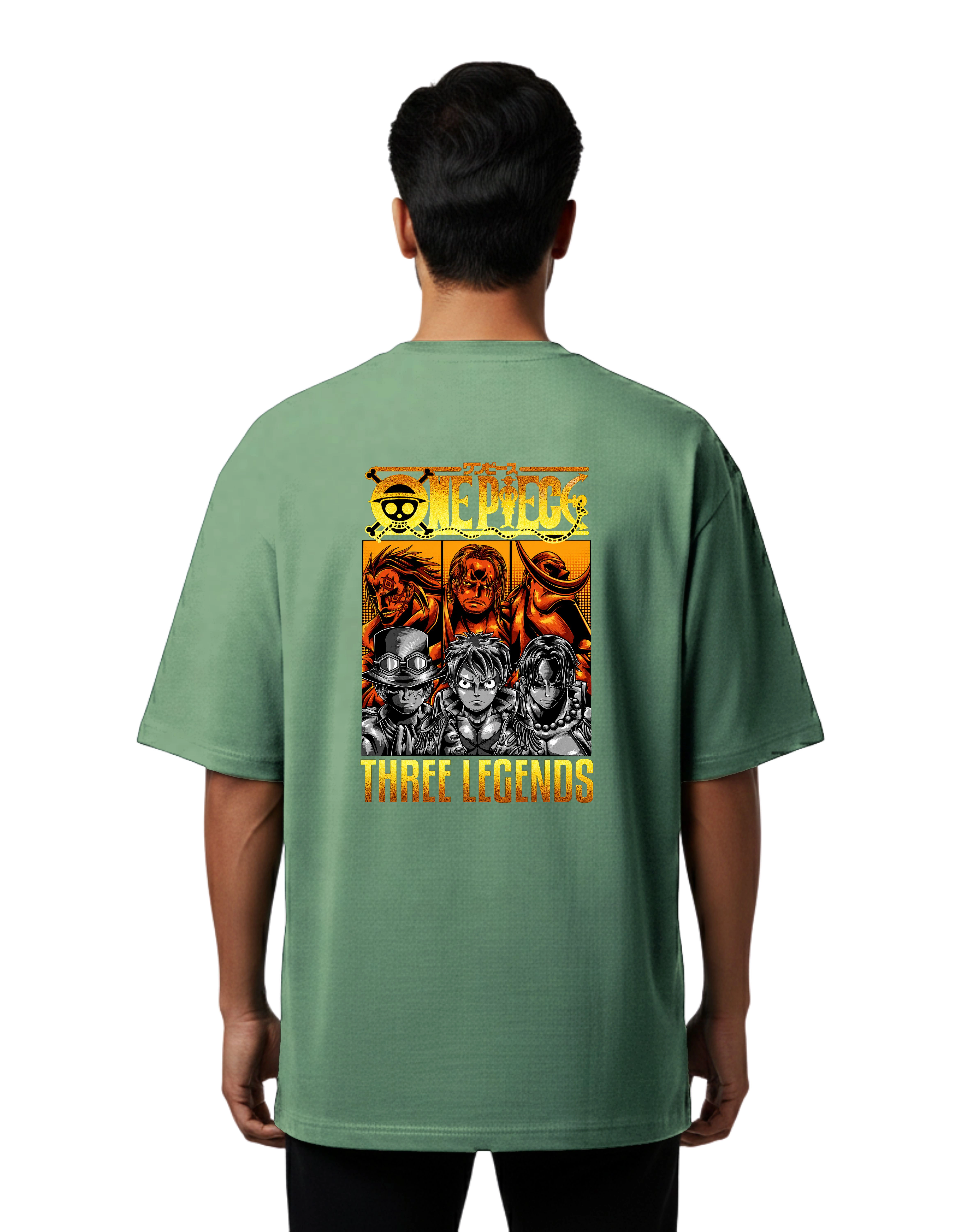 One Piece Three Legends Oversized Cotton French Terry T-Shirt 240 GSM D Green