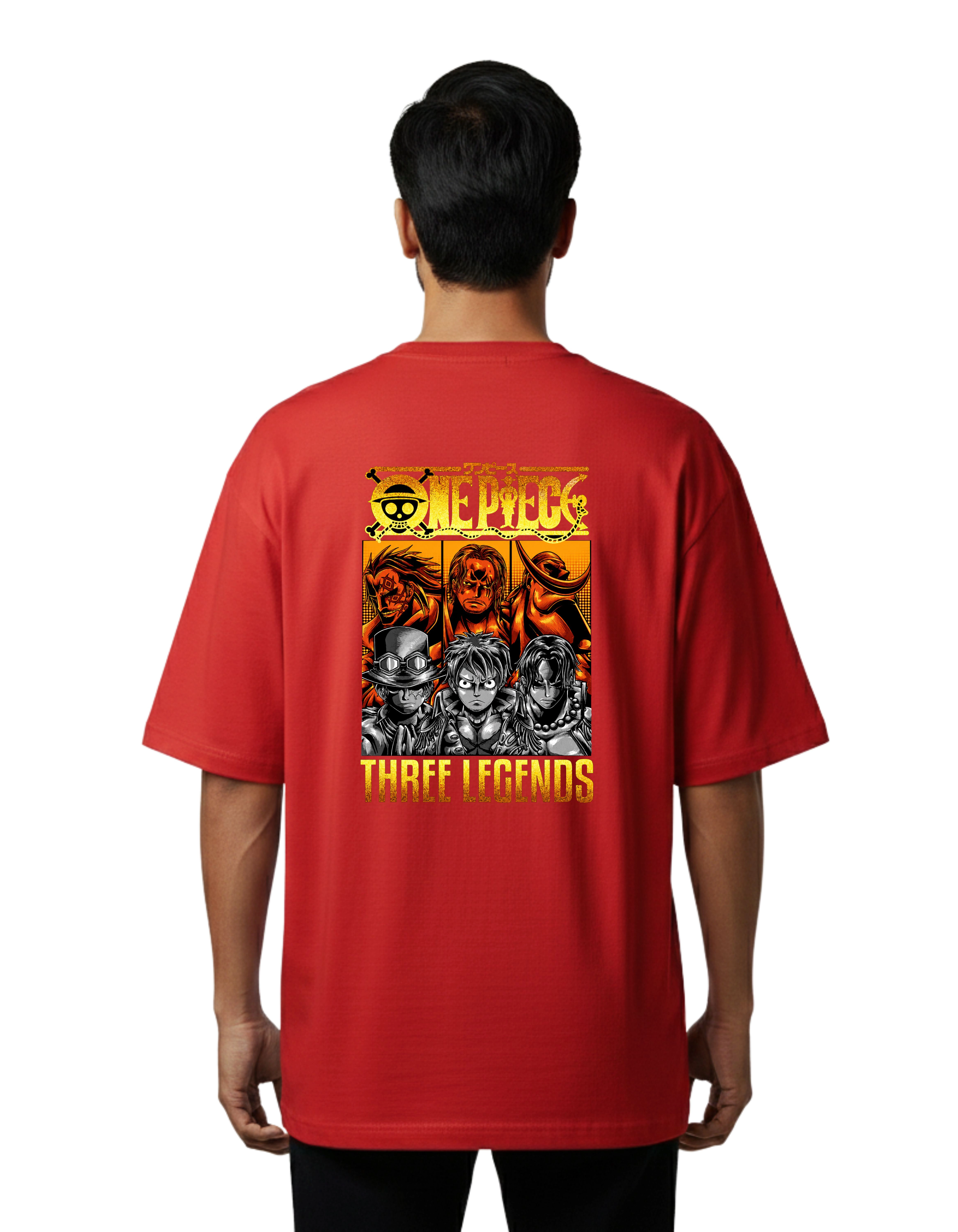 One Piece Three Legends Oversized Cotton French Terry T-Shirt 240 GSM Red