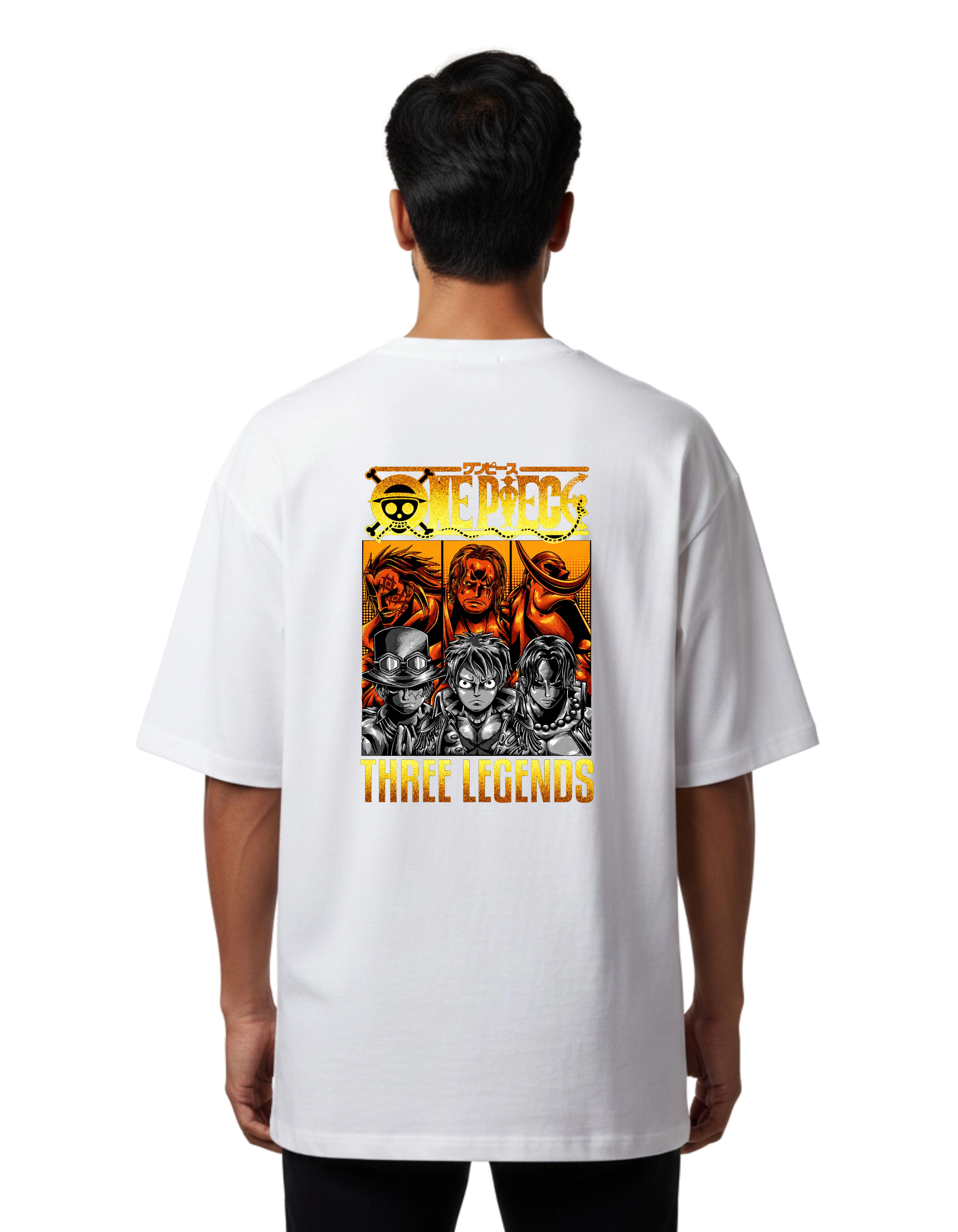 One Piece Three Legends Oversized Cotton French Terry T-Shirt 240 GSM White