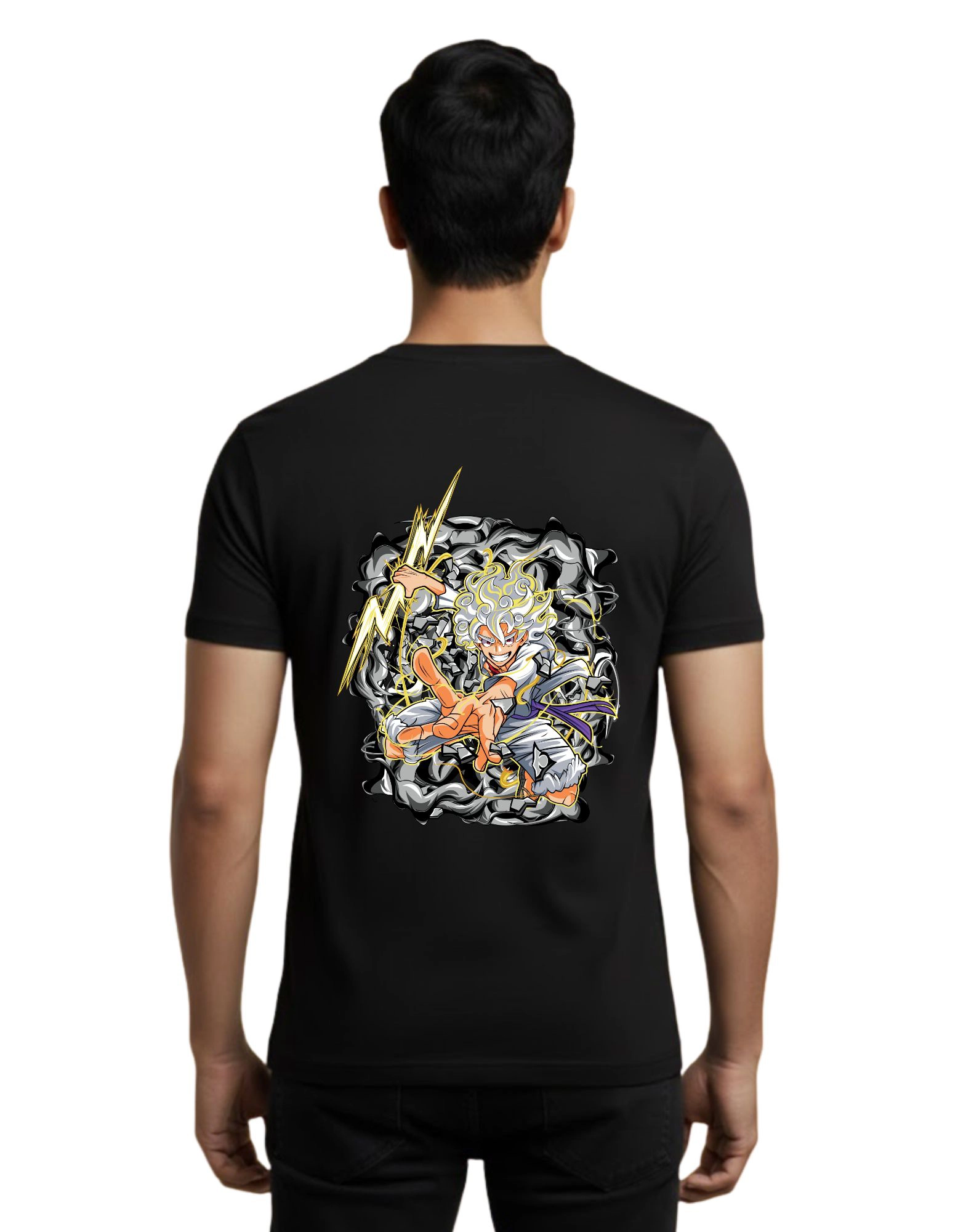 One Piece Thunder Awakening 180 GSM Round Neck T-Shirt Half Sleeve Black