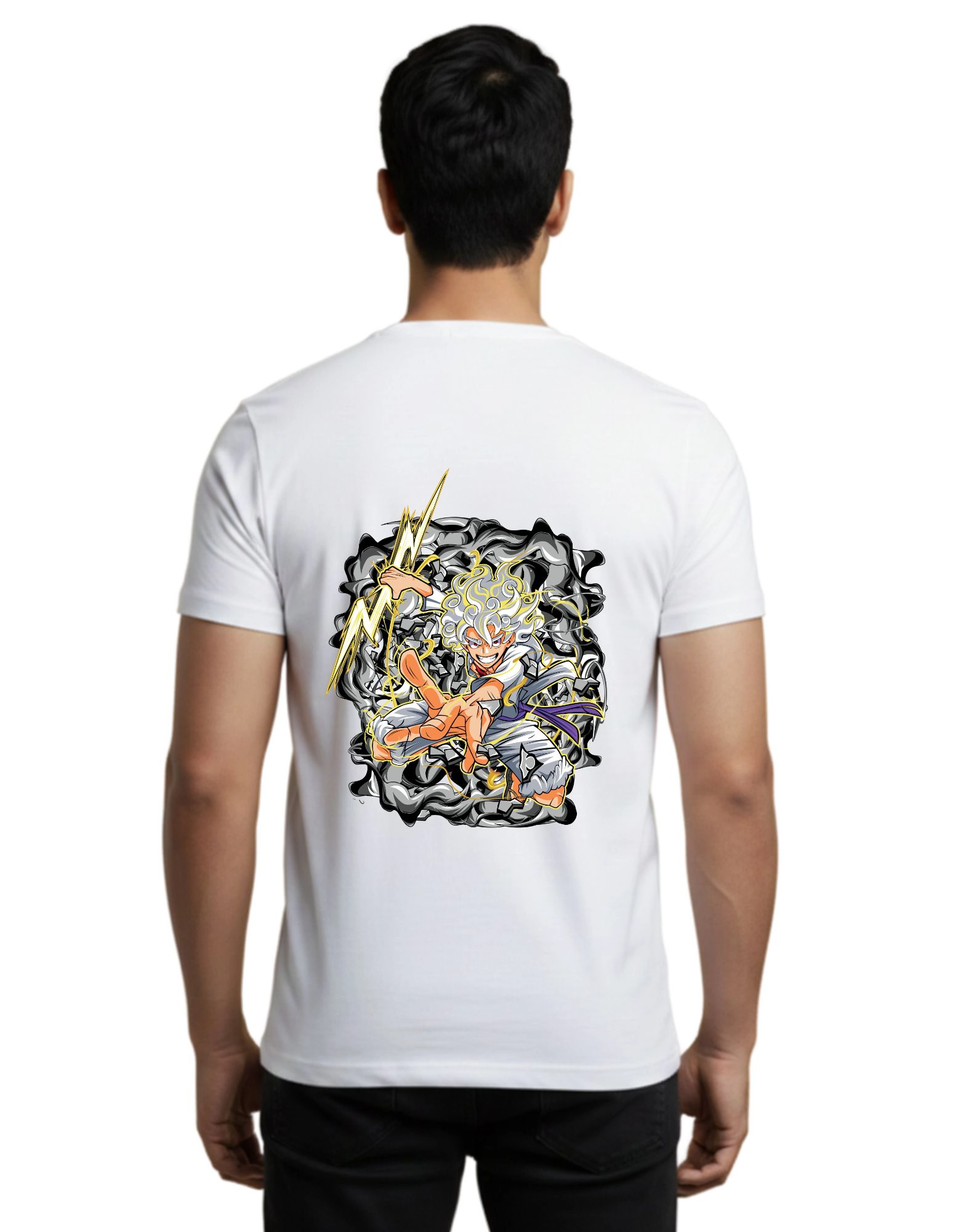 One Piece Thunder Awakening 180 GSM Round Neck T-Shirt Half Sleeve White