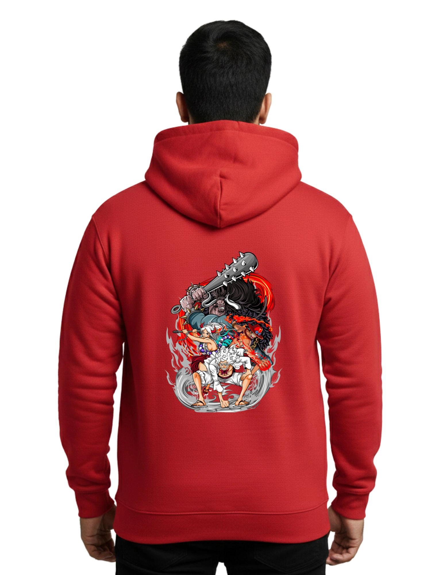 One Piece Yonko Cotton Hoodie Without Zipper 300 GSM Red