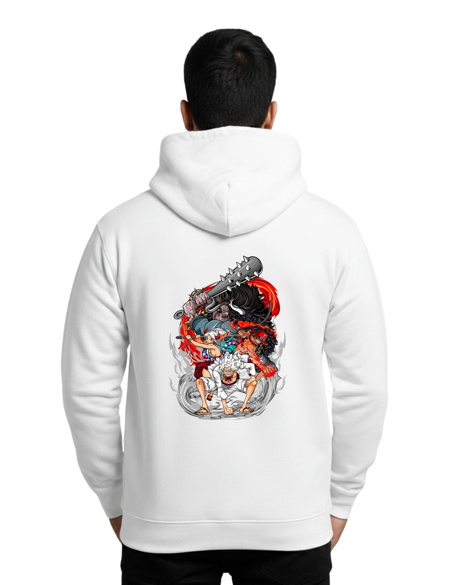 One Piece Yonko Cotton Hoodie Without Zipper 300 GSM White