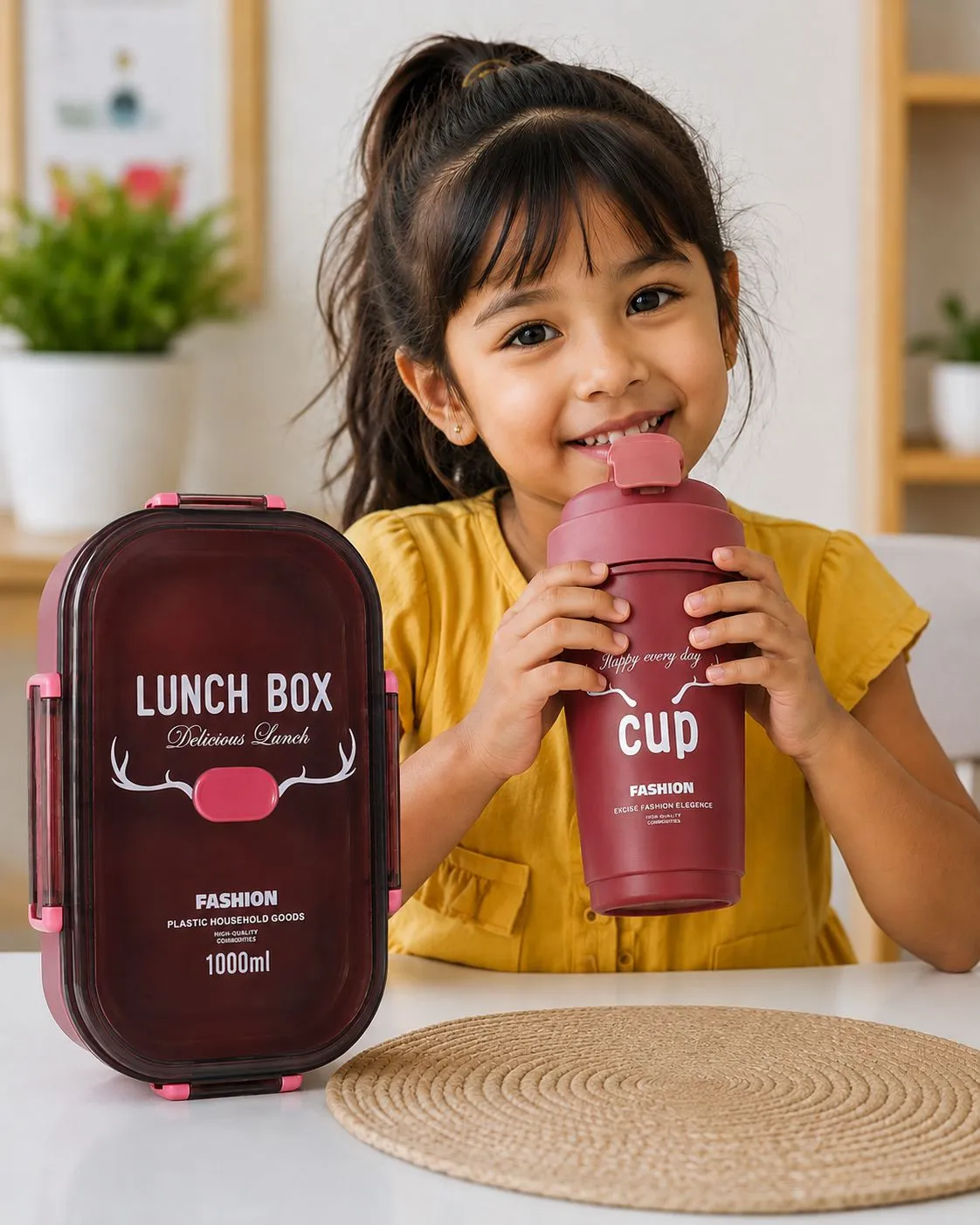 Onion Pink Fresh Premium Meal Lunch Box And Sipper Bottle Combo Set