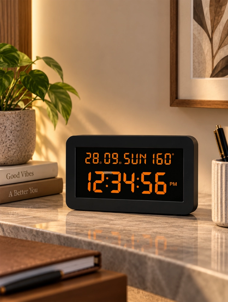 Orange Ajanta RectoNova Digital Calendar Wall Clock DC157 MC