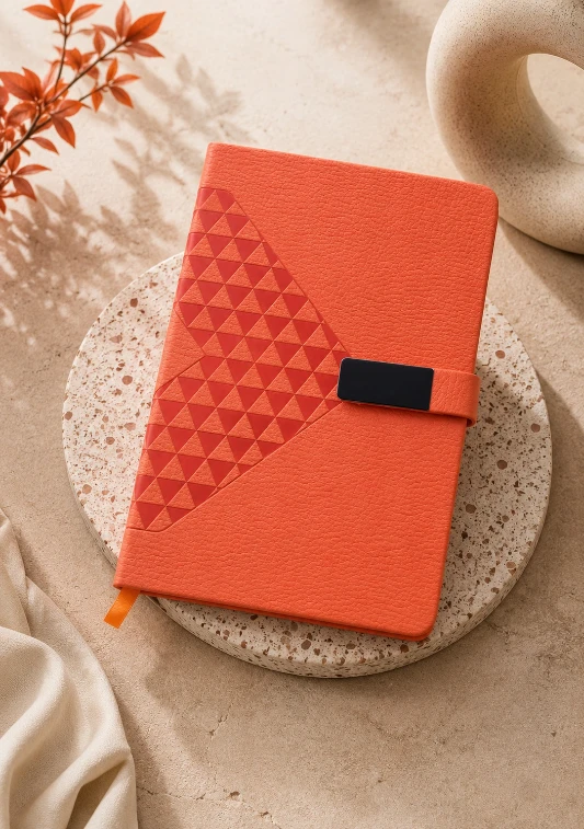 Orange Diamond Texture Magnetic Diary