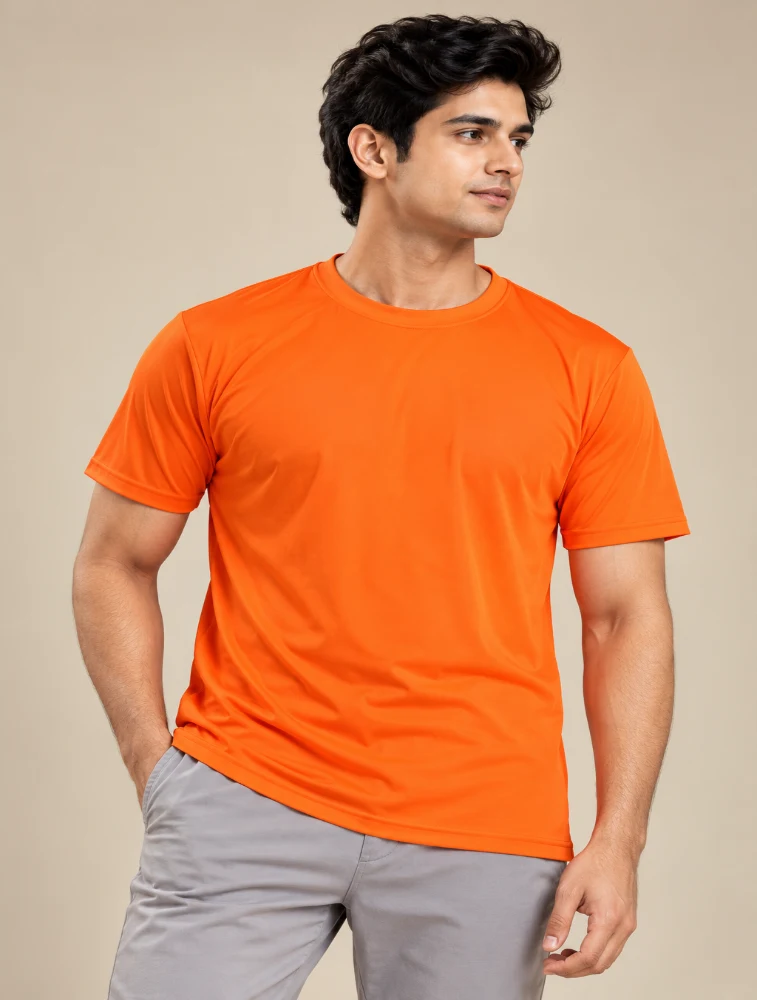 Orange Kids Polyester 100 GSM Round Neck TShirt