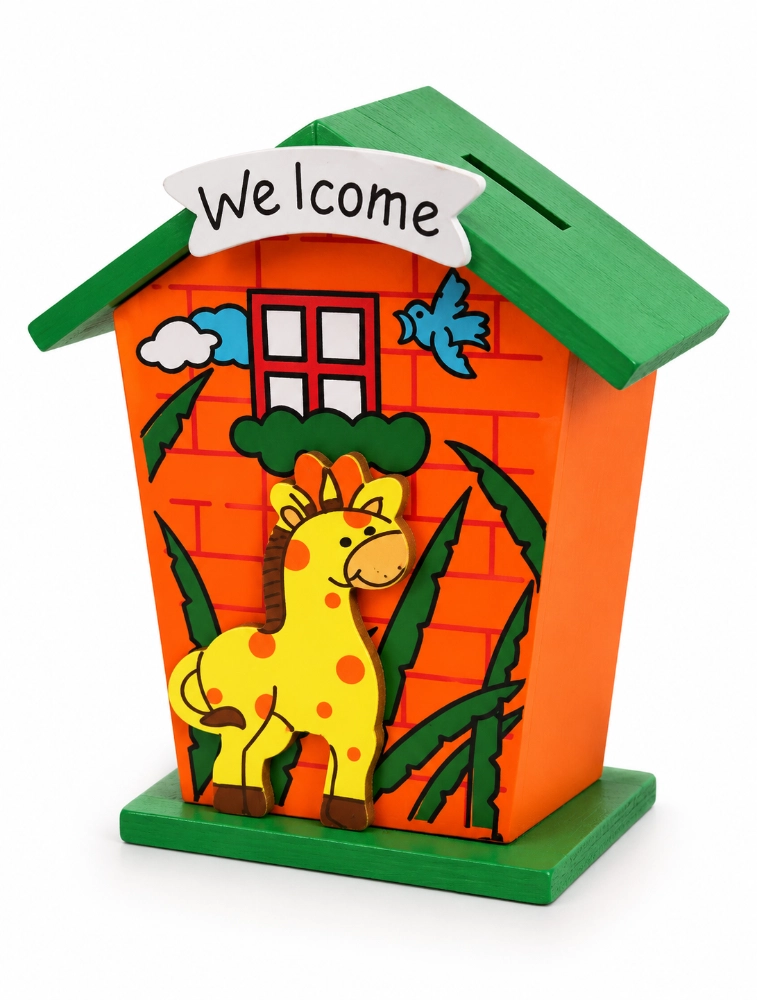 Orange Little Saver Small House Coin Box 