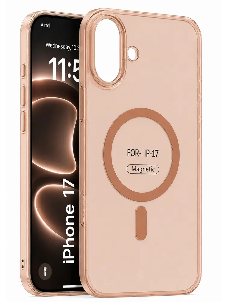 Orange Ultra Clear Magnetic Back Cover for iPhone 17